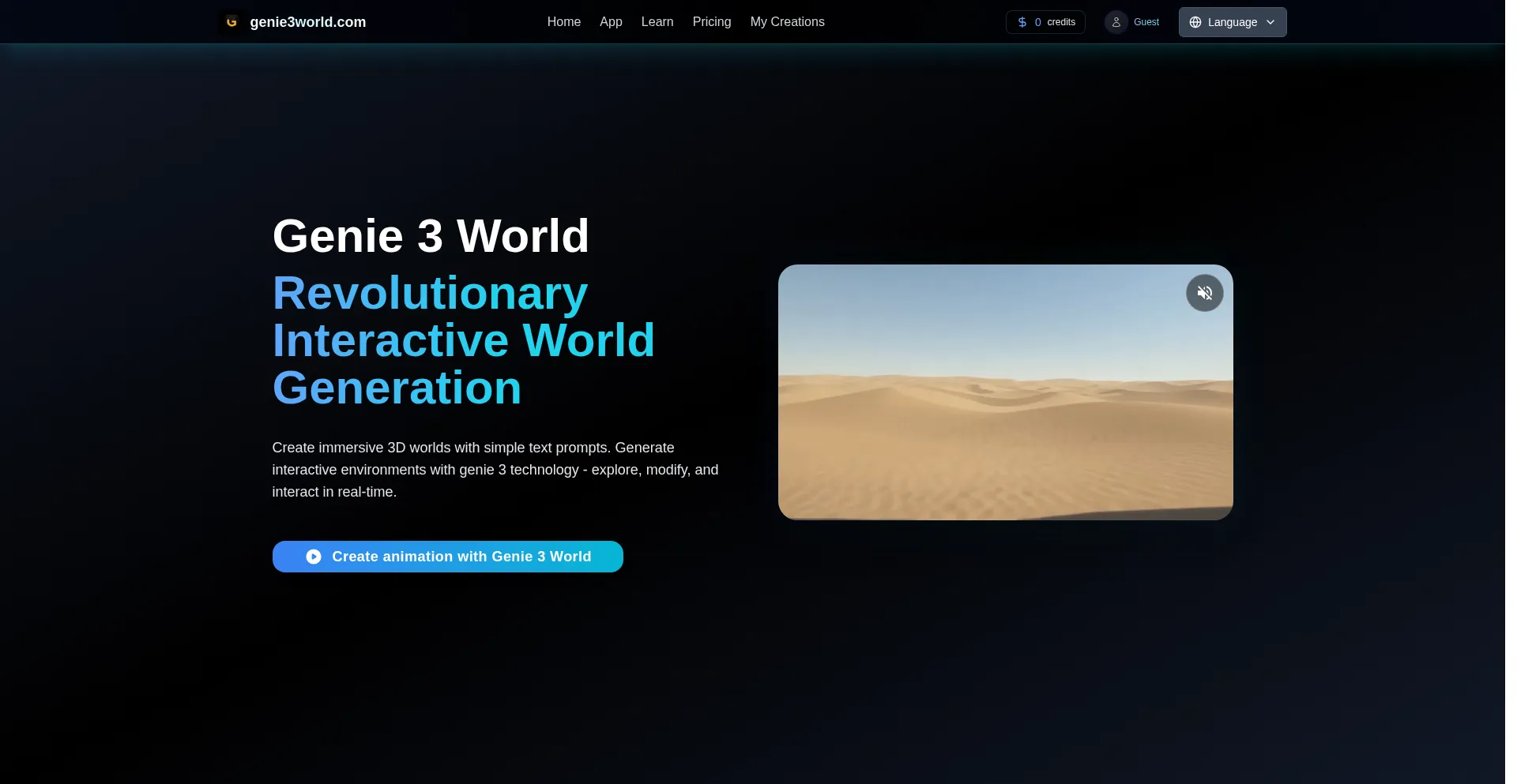 Website screenshot of Genie3world.com