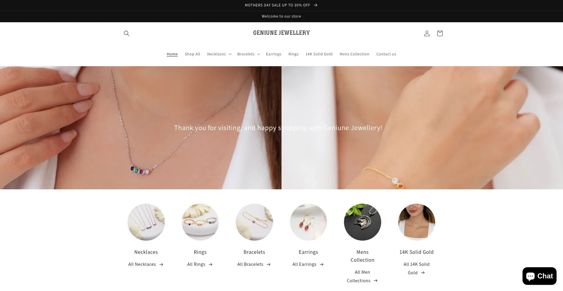 Website screenshot of Geniunejewellery.com