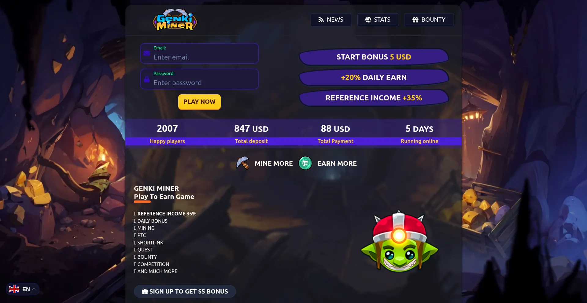 Website screenshot of Genkiminer.com