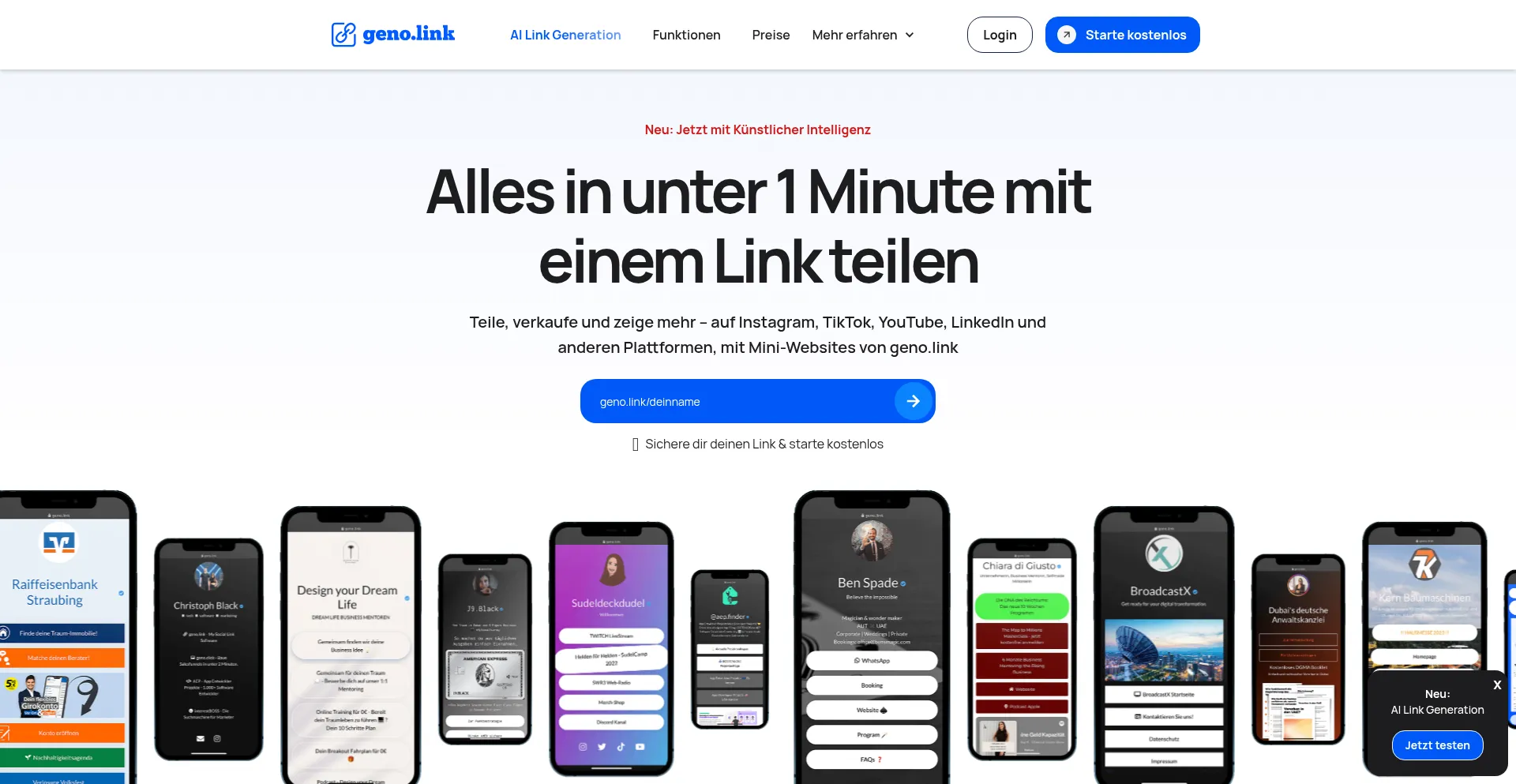 Website screenshot of Geno.link