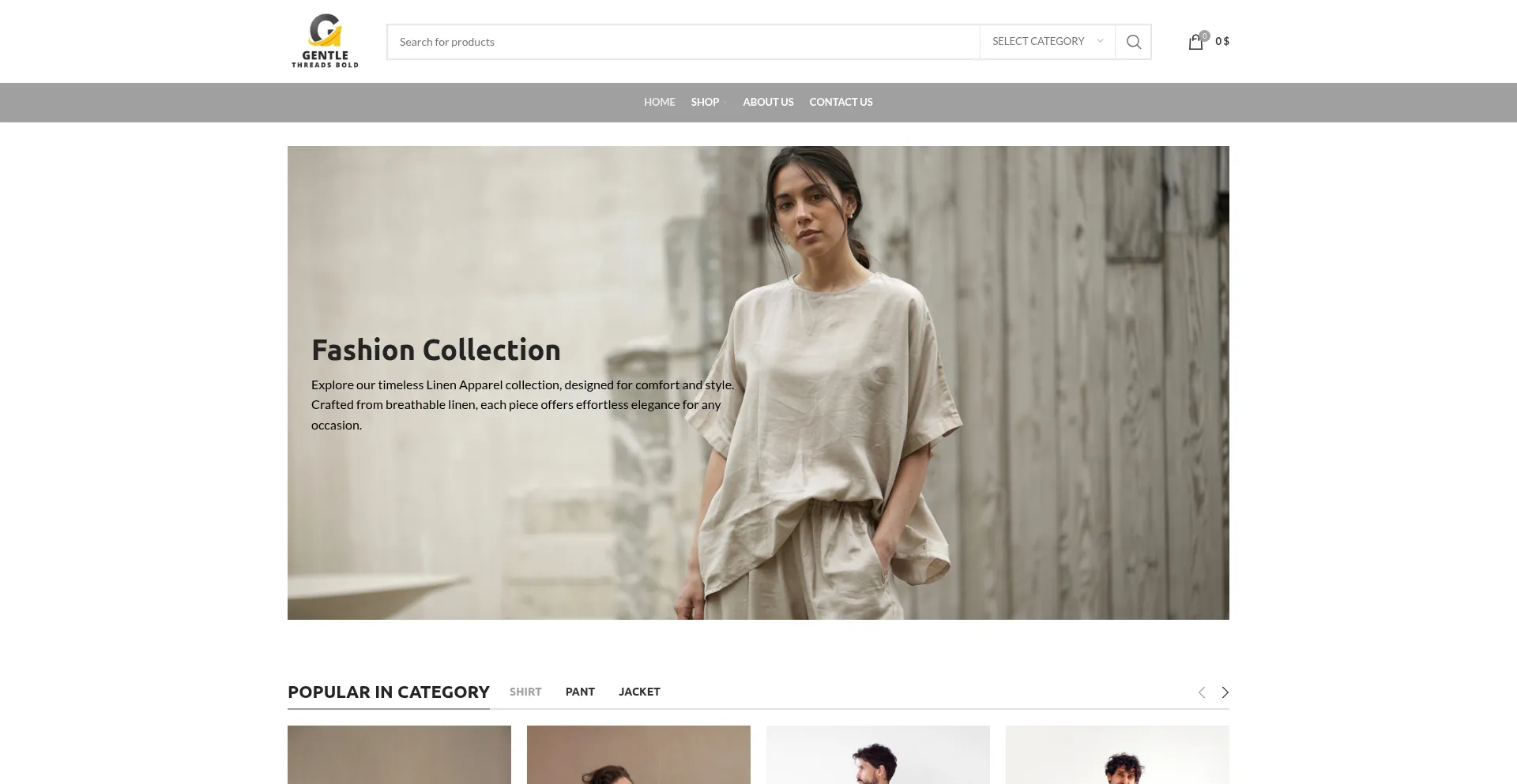 Website screenshot of Gentlethreadsbold.shop
