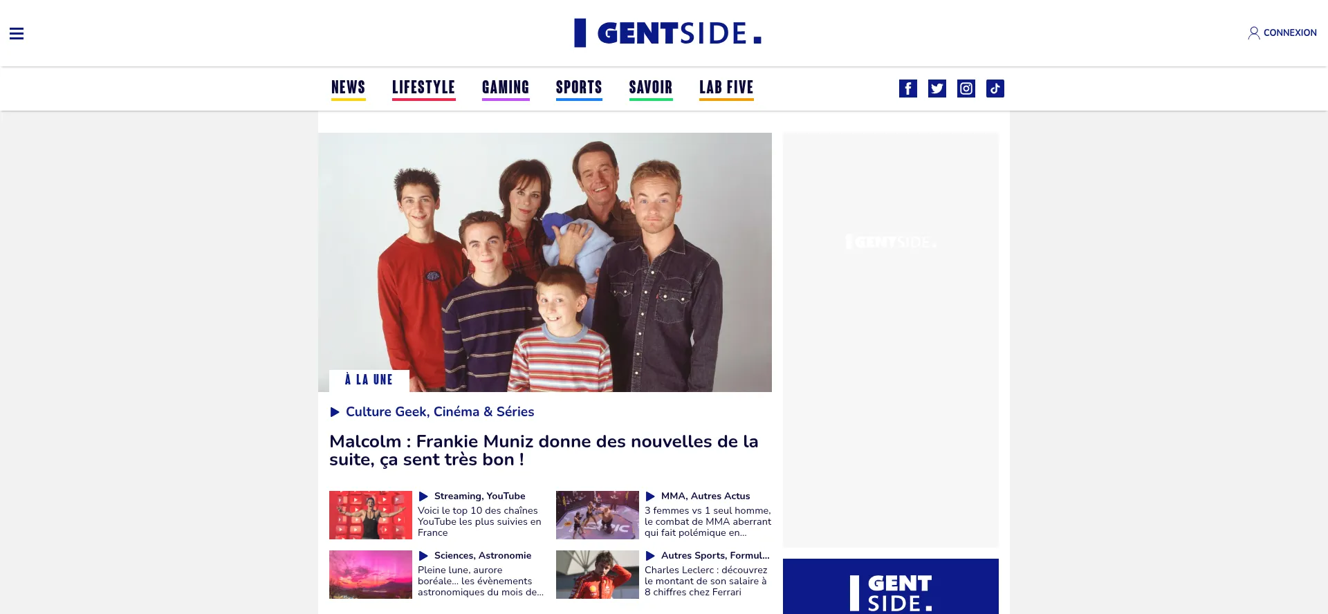 Website screenshot of Gentside.com