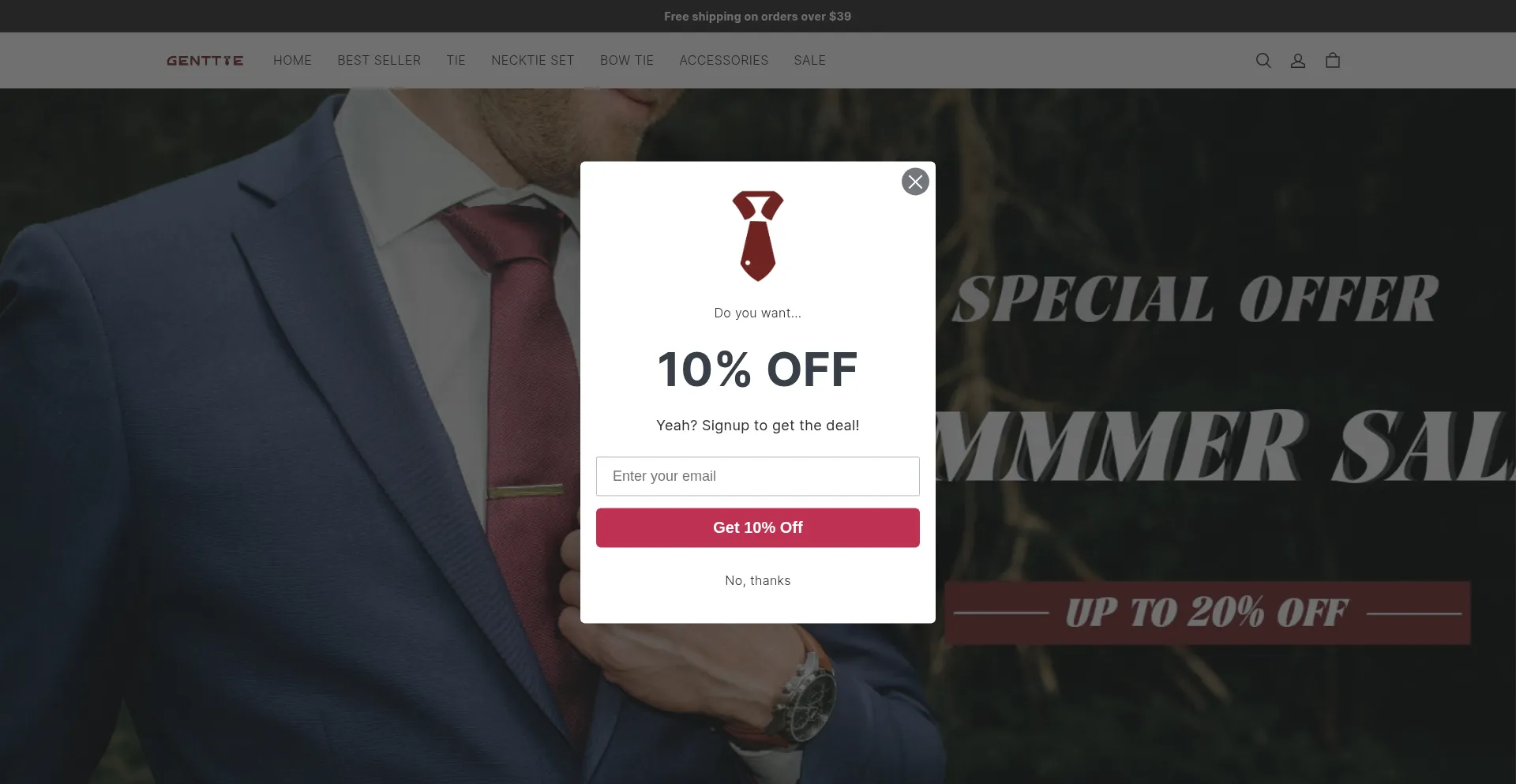 Website screenshot of Genttie.com