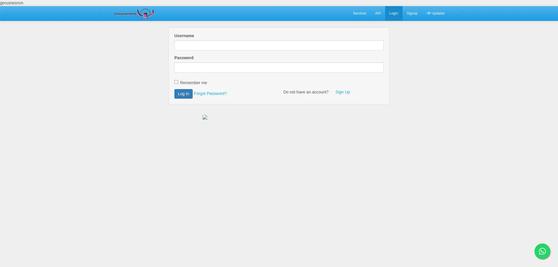 Website screenshot of Genuinesmm.com