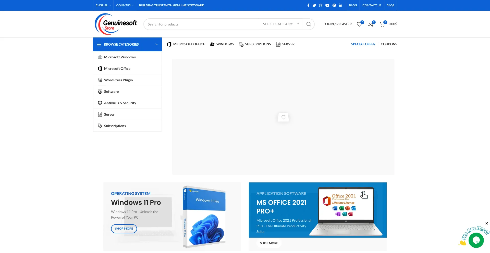 Website screenshot of Genuinesoftstore.com