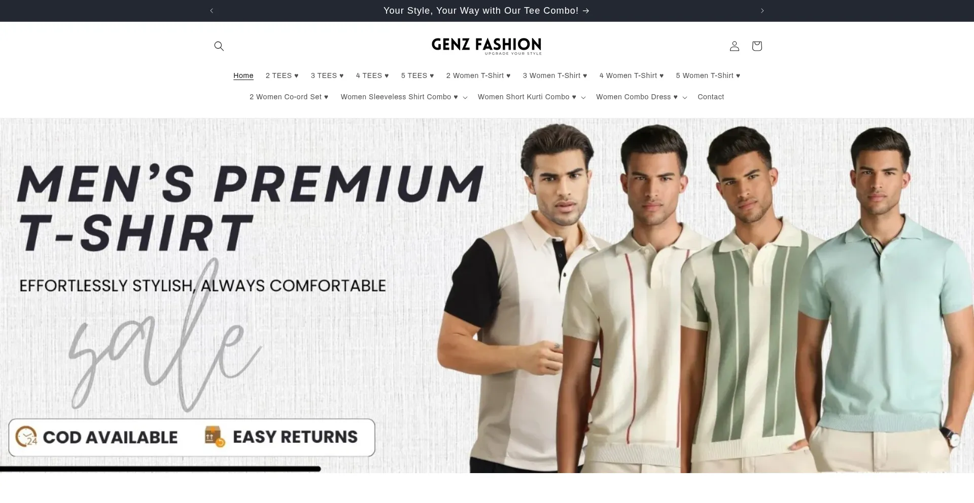 Website screenshot of Genzfashions.in