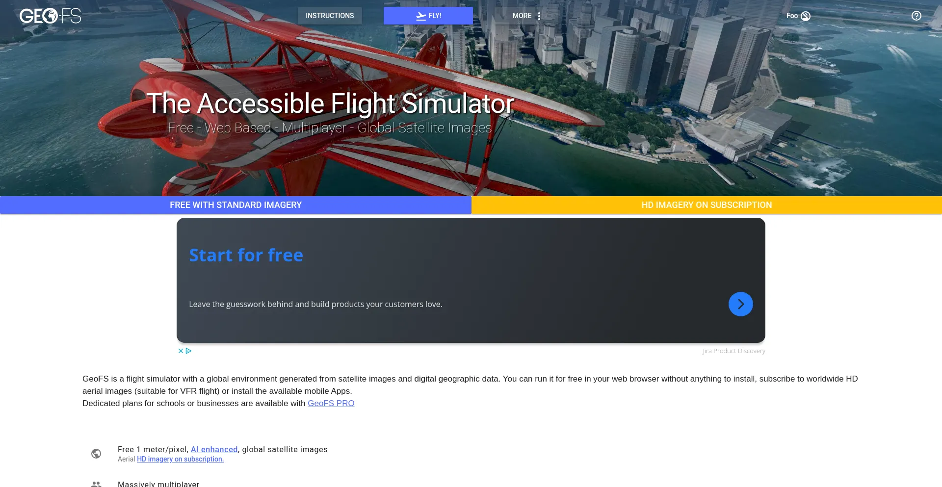 Website screenshot of Geo-fs.com
