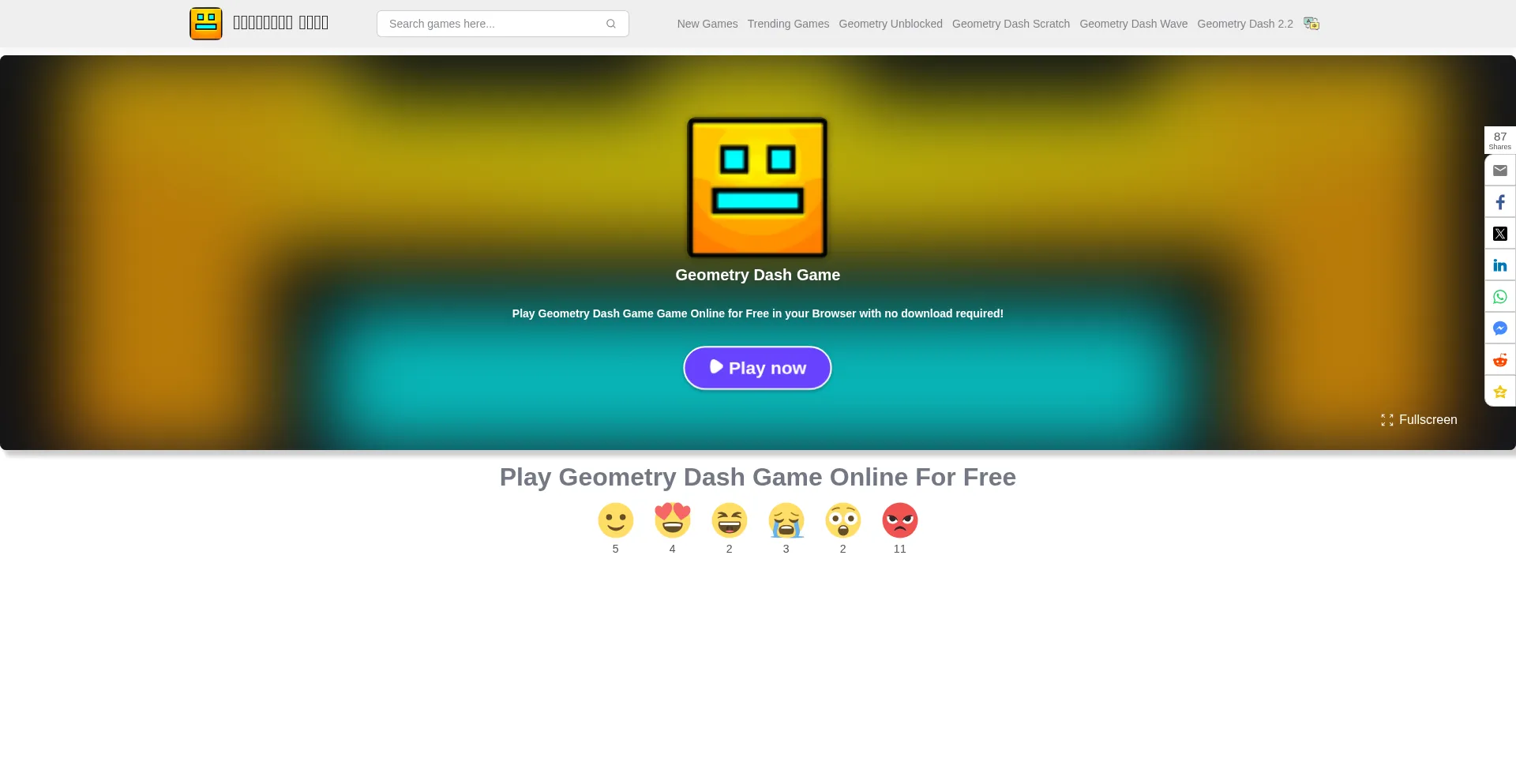 Website screenshot of Geometrydashgame.online