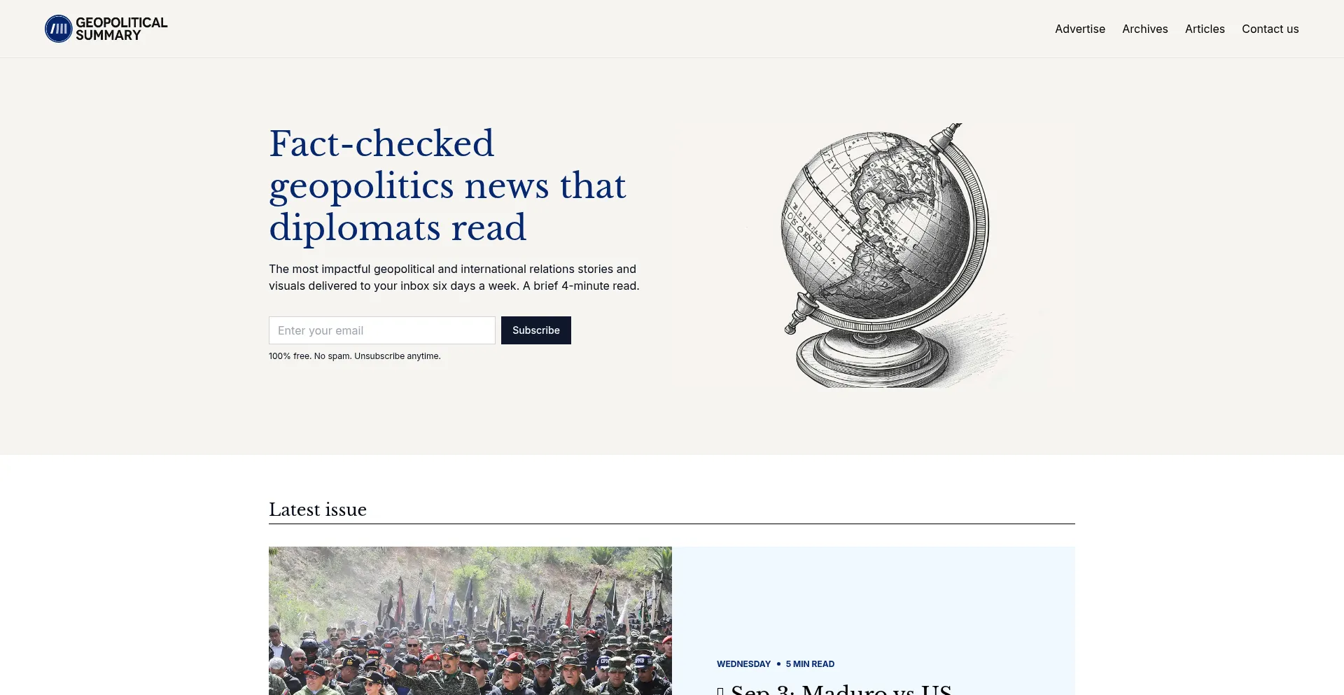 Website screenshot of Geopoliticalsummary.com