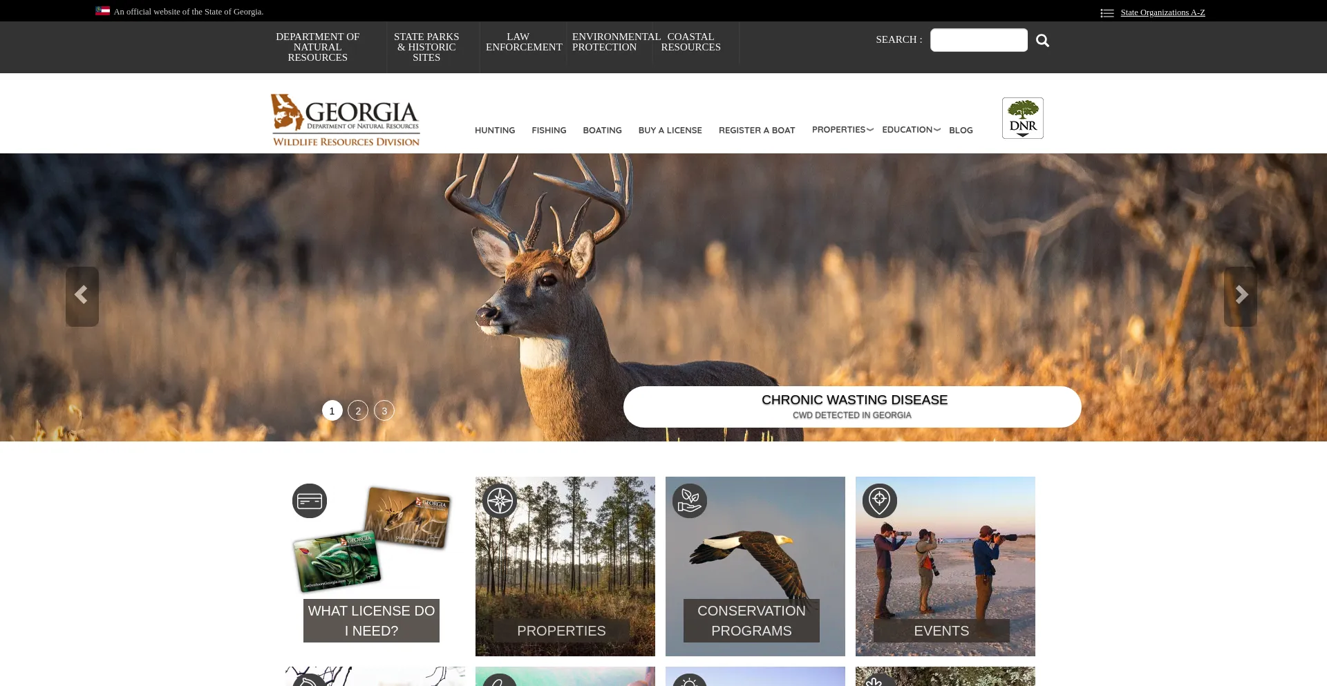 Website screenshot of Georgiawildlife.com