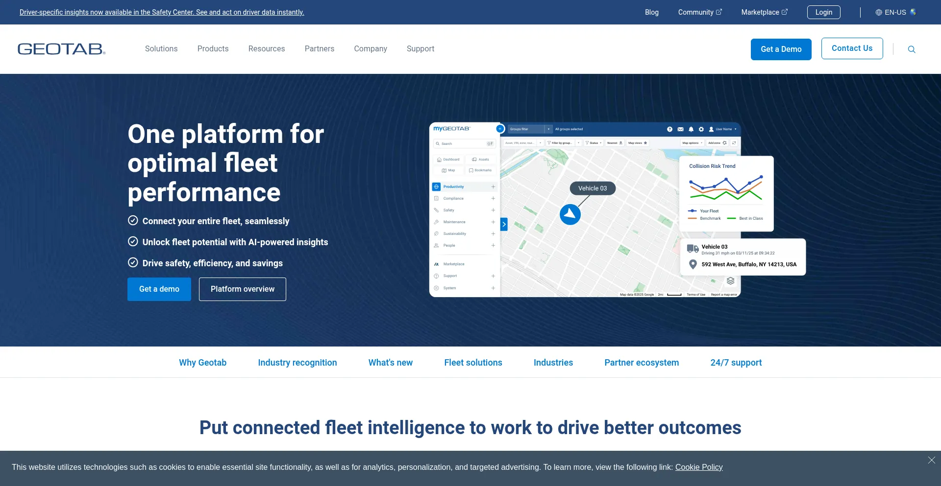 Website screenshot of Geotab.com
