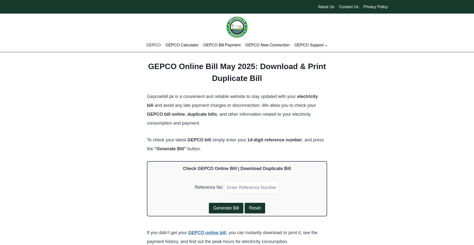 Gepcoebill.pk Screenshot