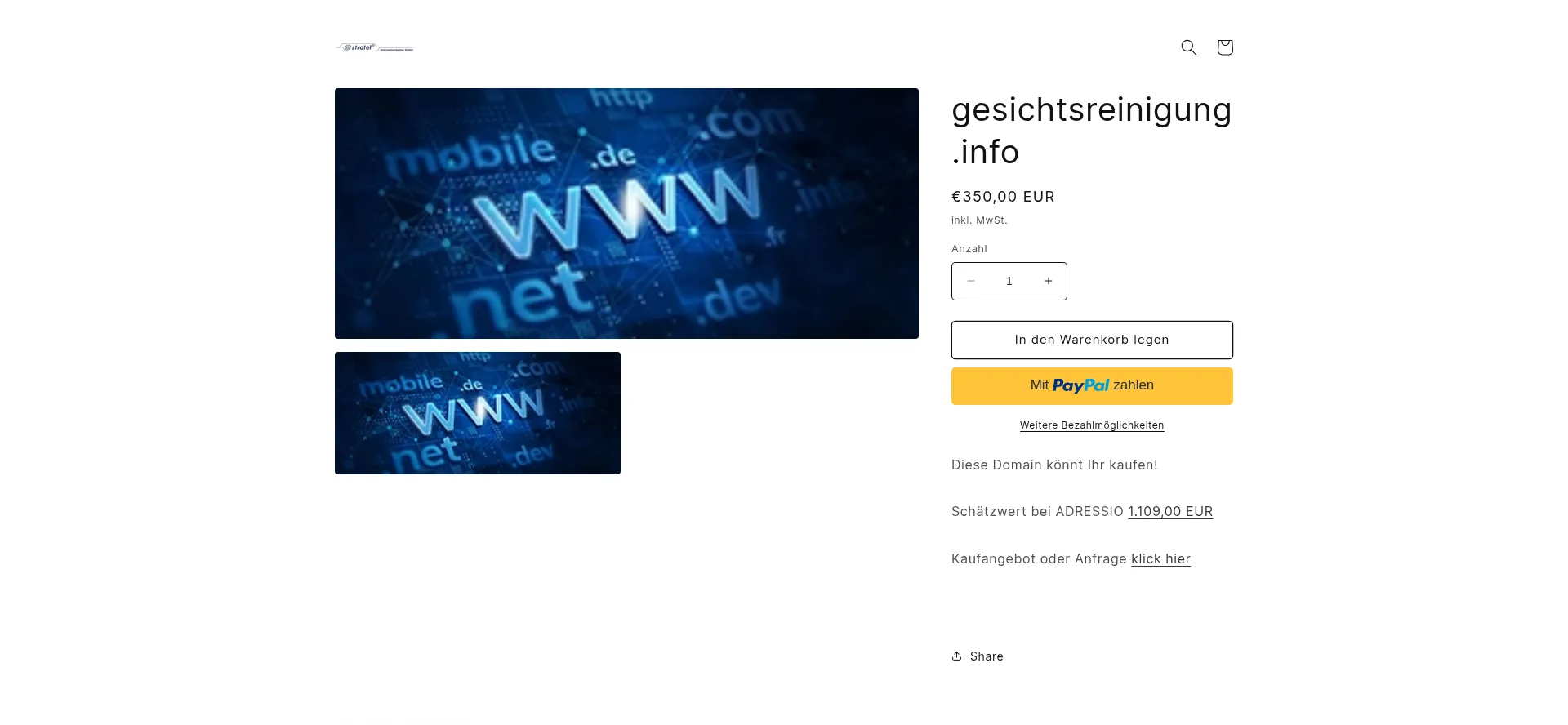 Website screenshot of Gesichtsreinigung.info