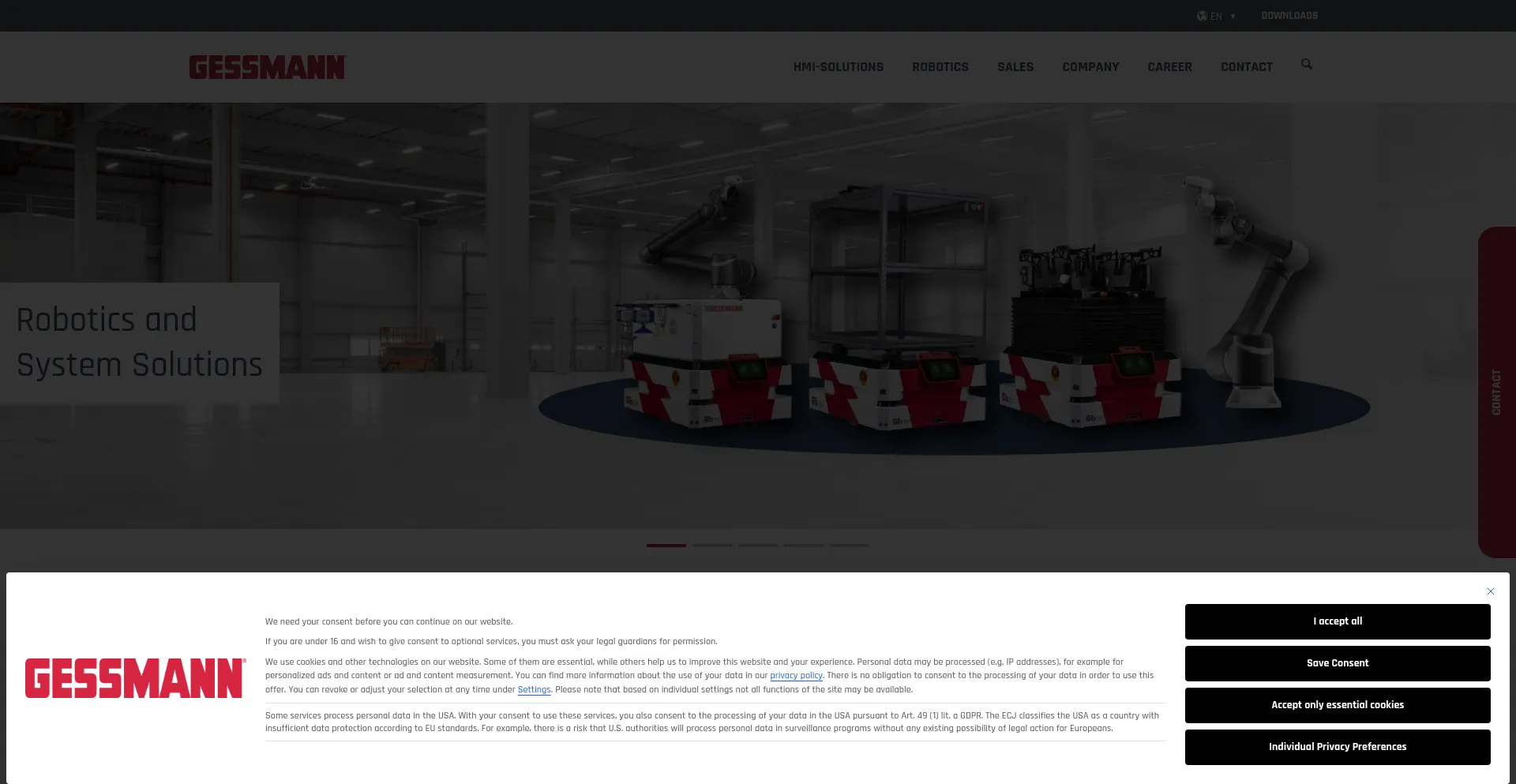Website screenshot of Gessmann.com