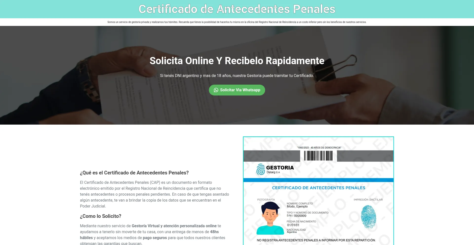 Gestoriadatarg.com Screenshot
