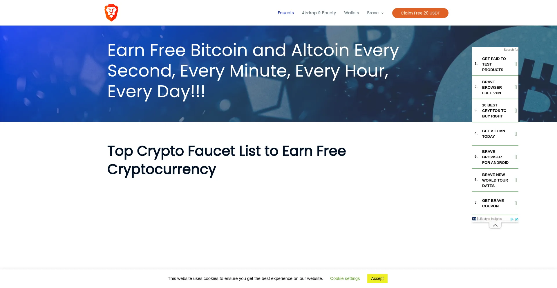 Website screenshot of Get-brave.com