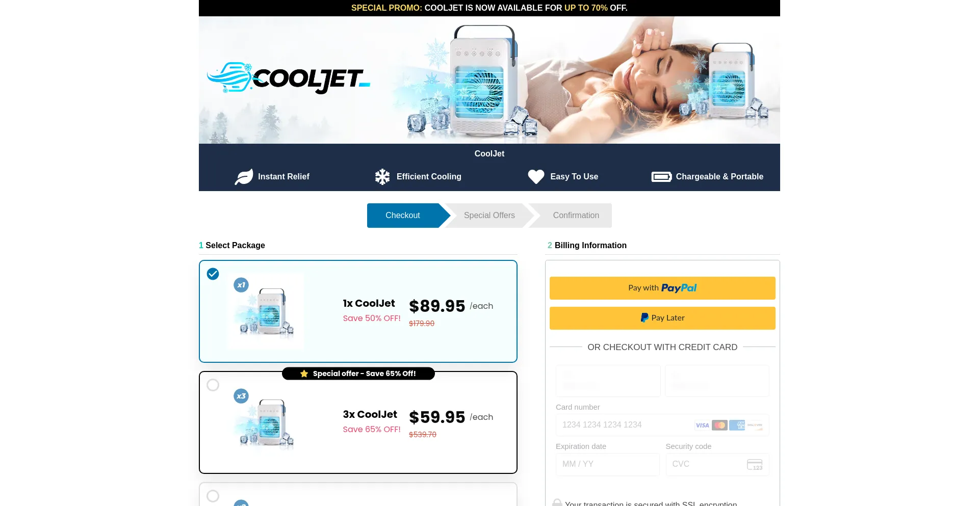 Website screenshot of Get-cooljet.com