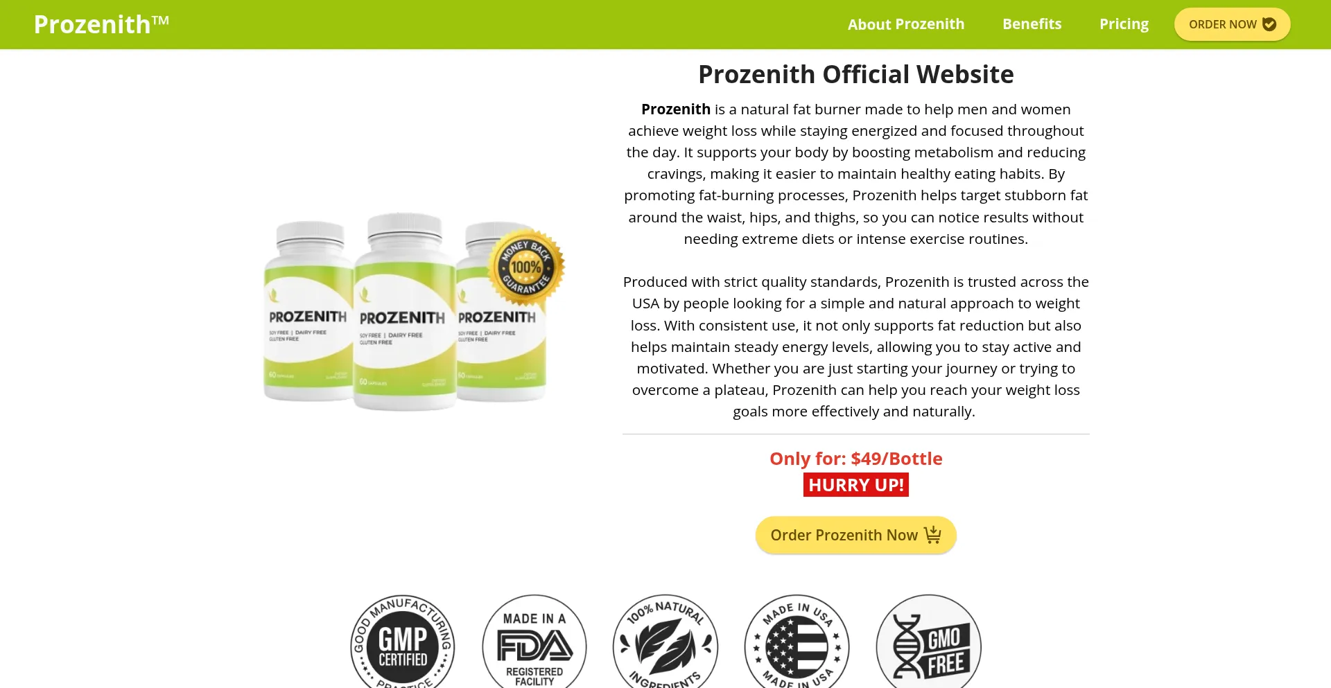 Website screenshot of Get-prozenith.us