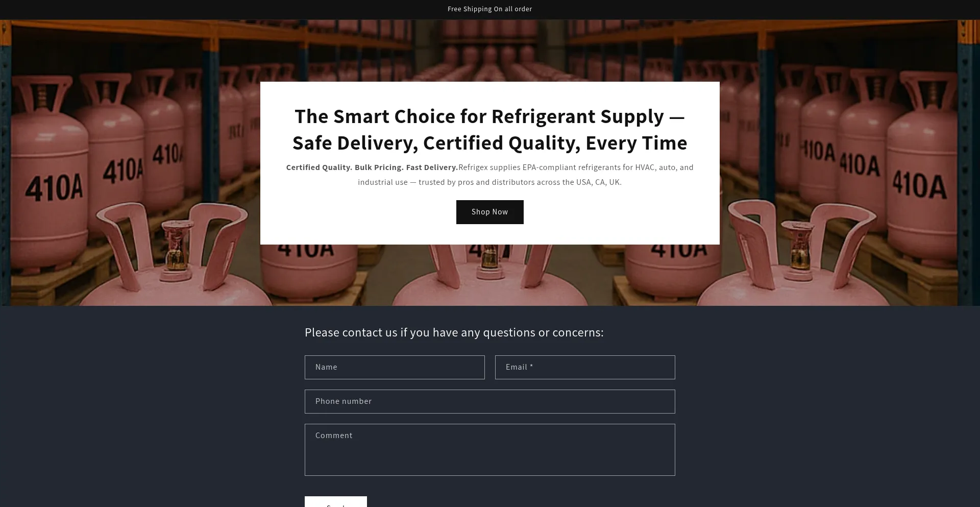 Website screenshot of Get-refrigex.shop