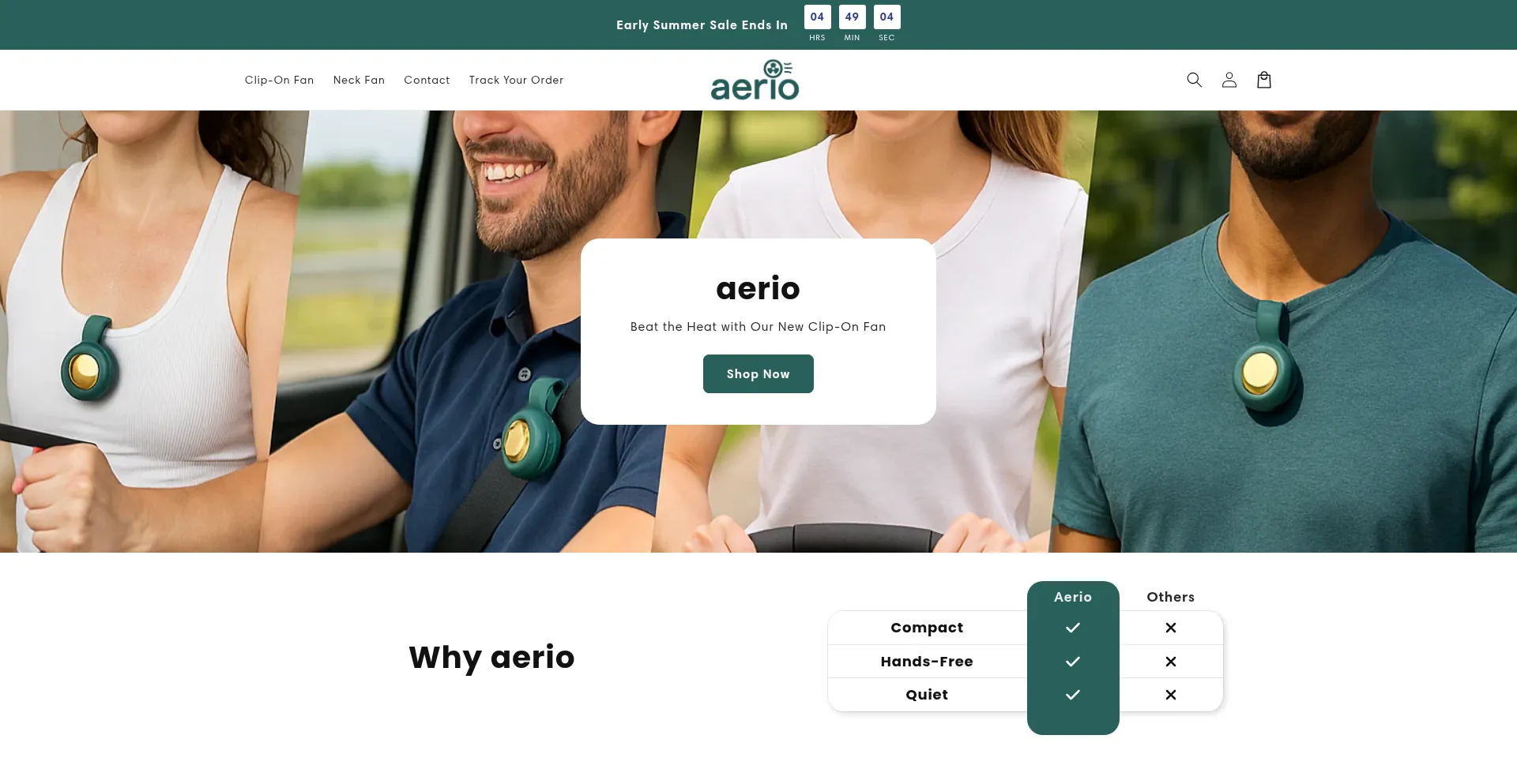 Website screenshot of Getaerio.shop