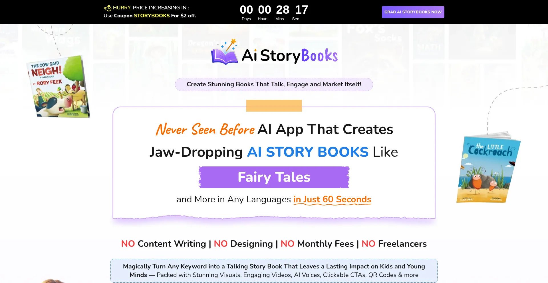 Website screenshot of Getaistorybooks.com