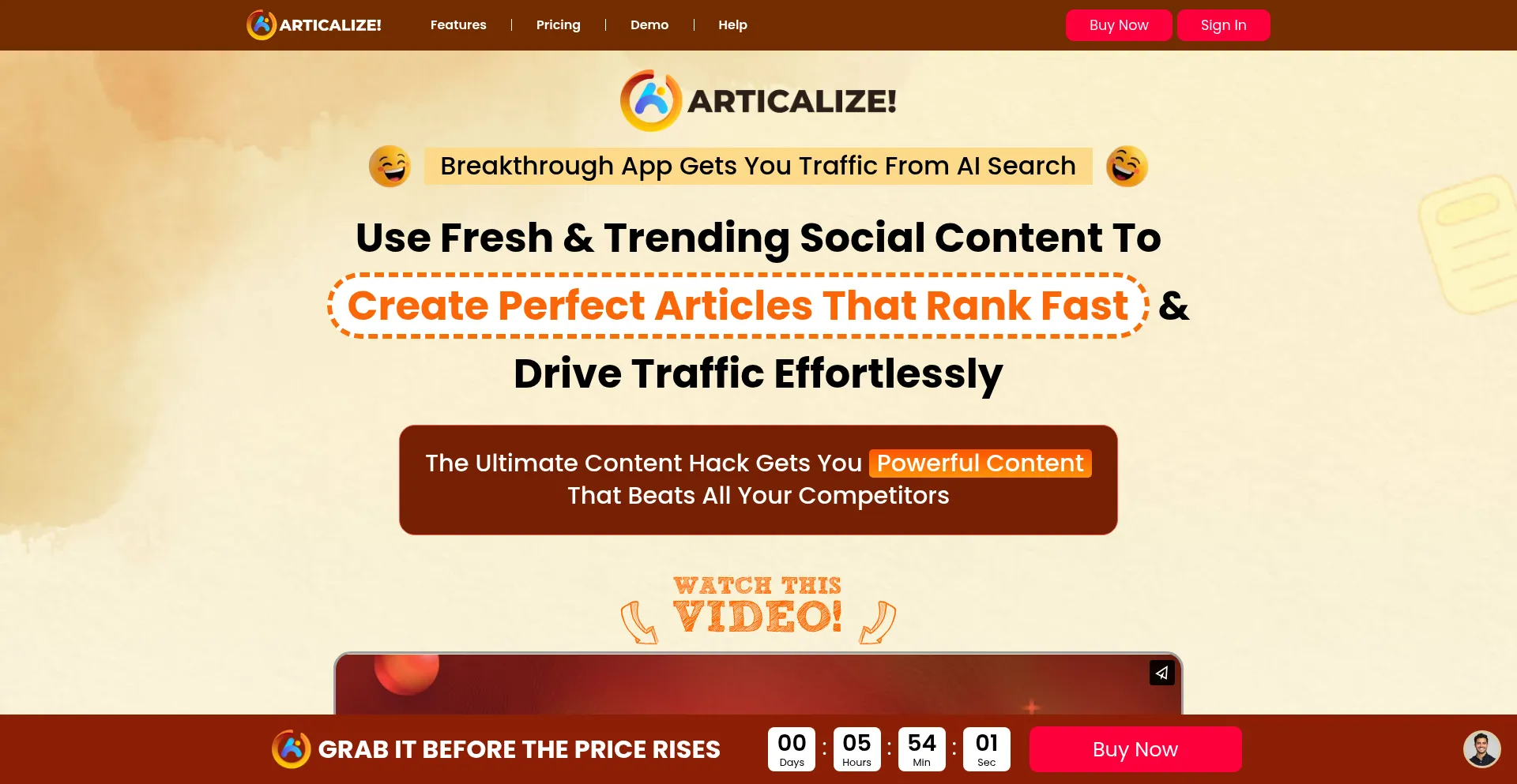 Website screenshot of Getarticalize.in