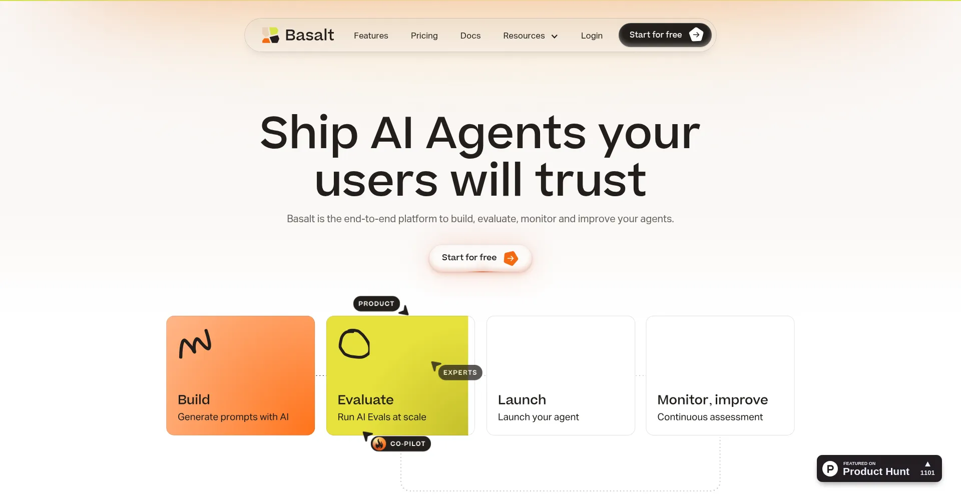 Website screenshot of Getbasalt.ai