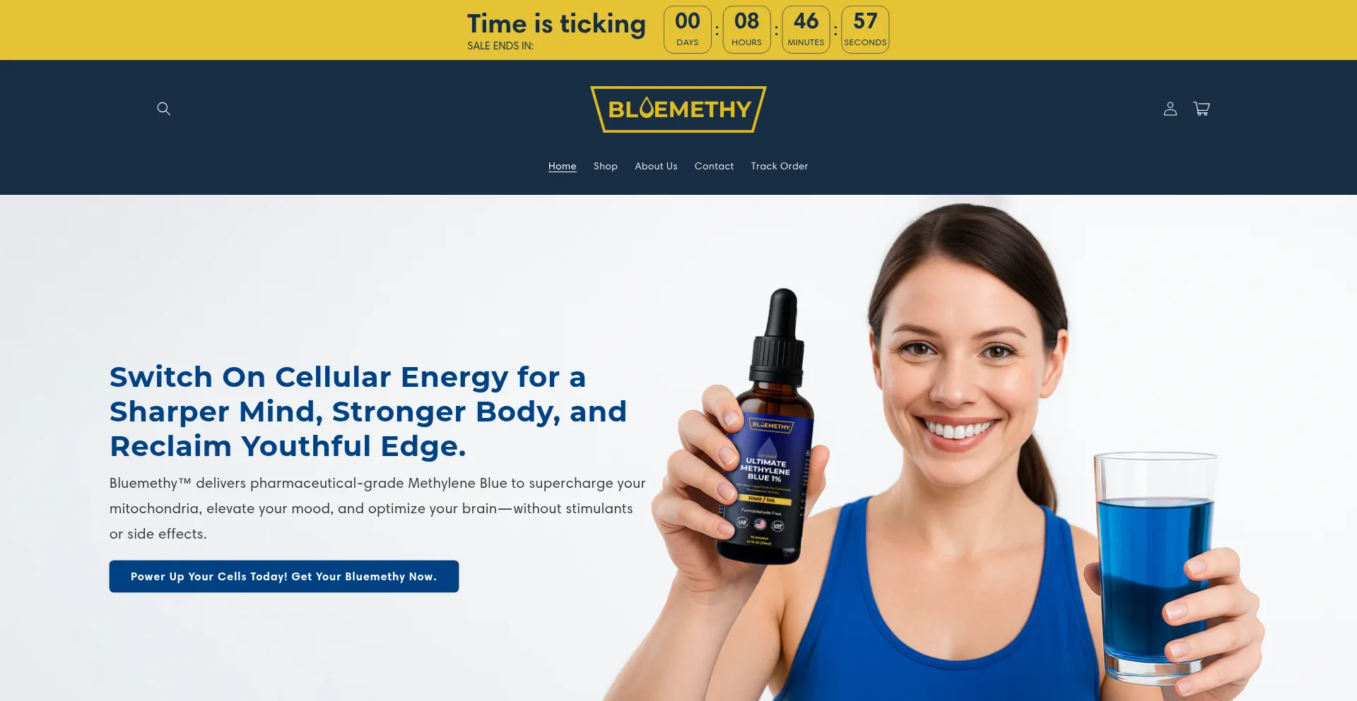 Website screenshot of Getbluemethy.com