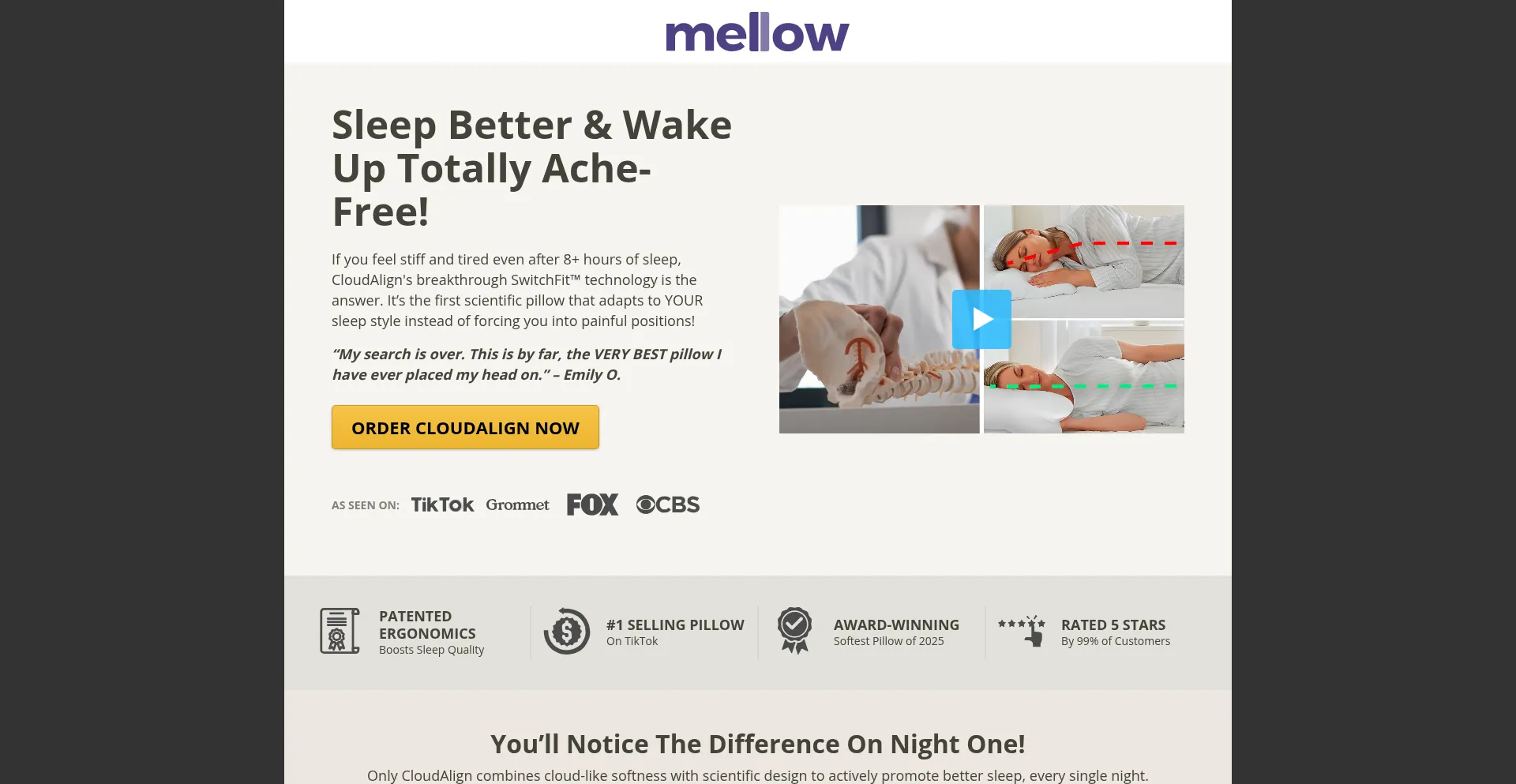 Getcloudalignpillow.com Screenshot