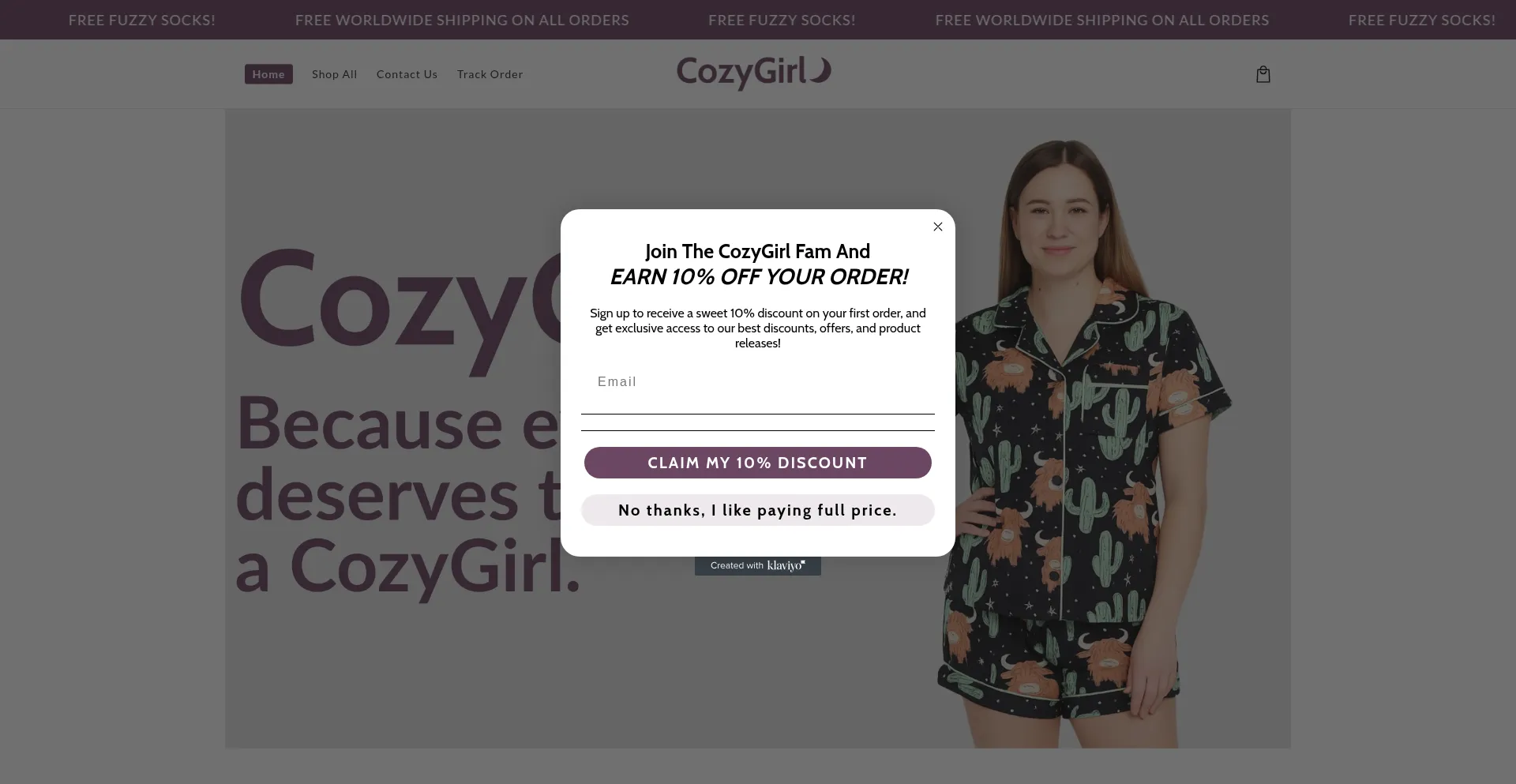 Getcozygirl.com Screenshot