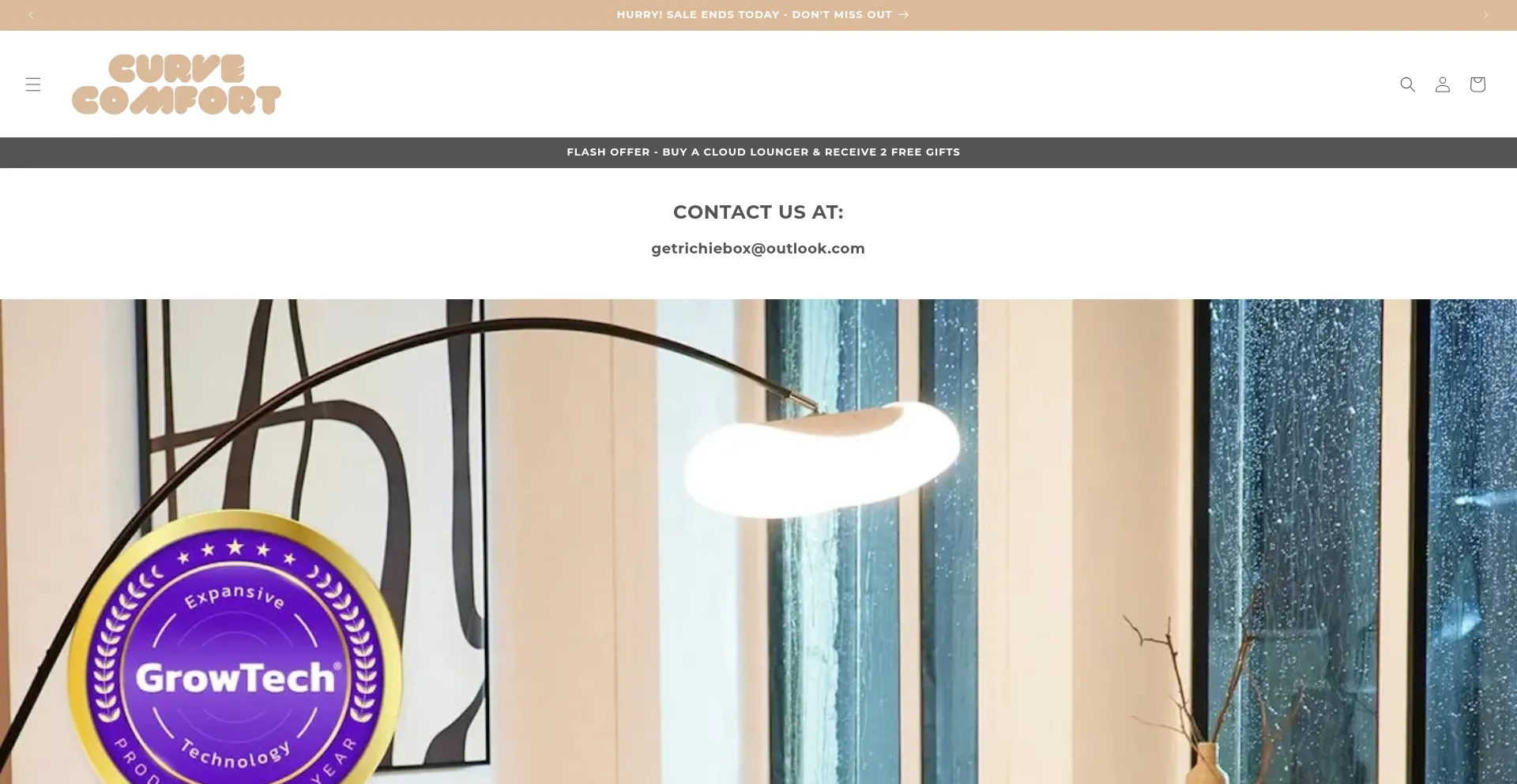 Website screenshot of Getcurvecomfort.com