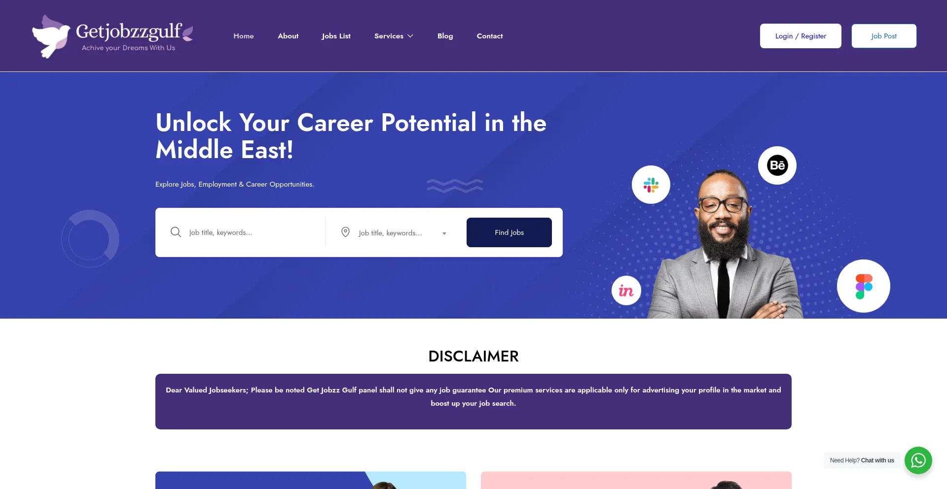 Website screenshot of Getjobzzgulf.com