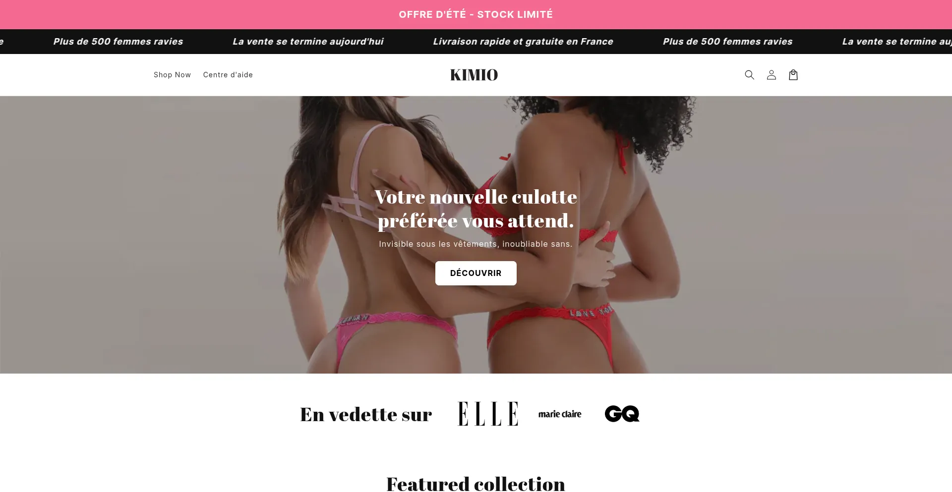 Website screenshot of Getkimio.shop