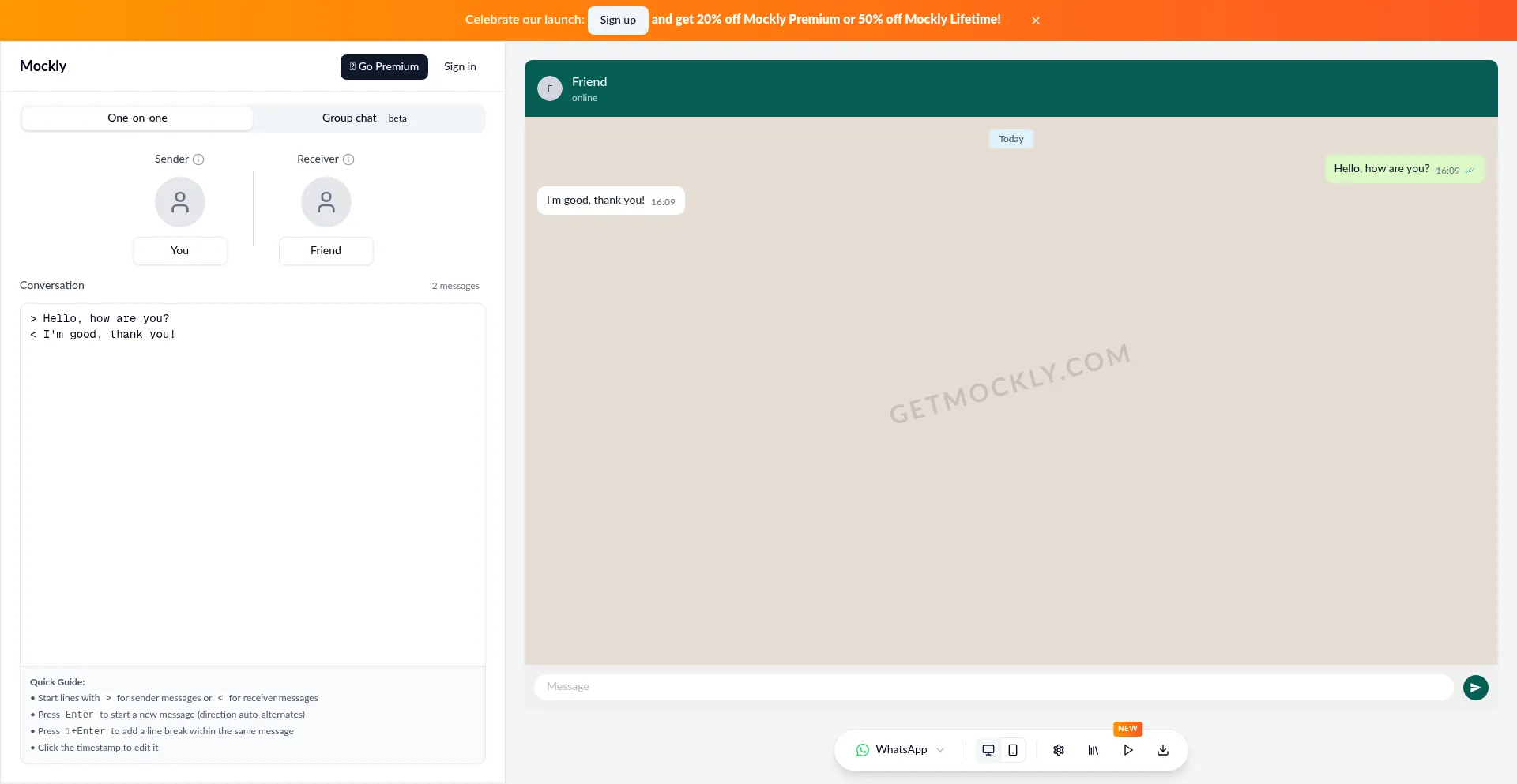 Website screenshot of Getmockly.com
