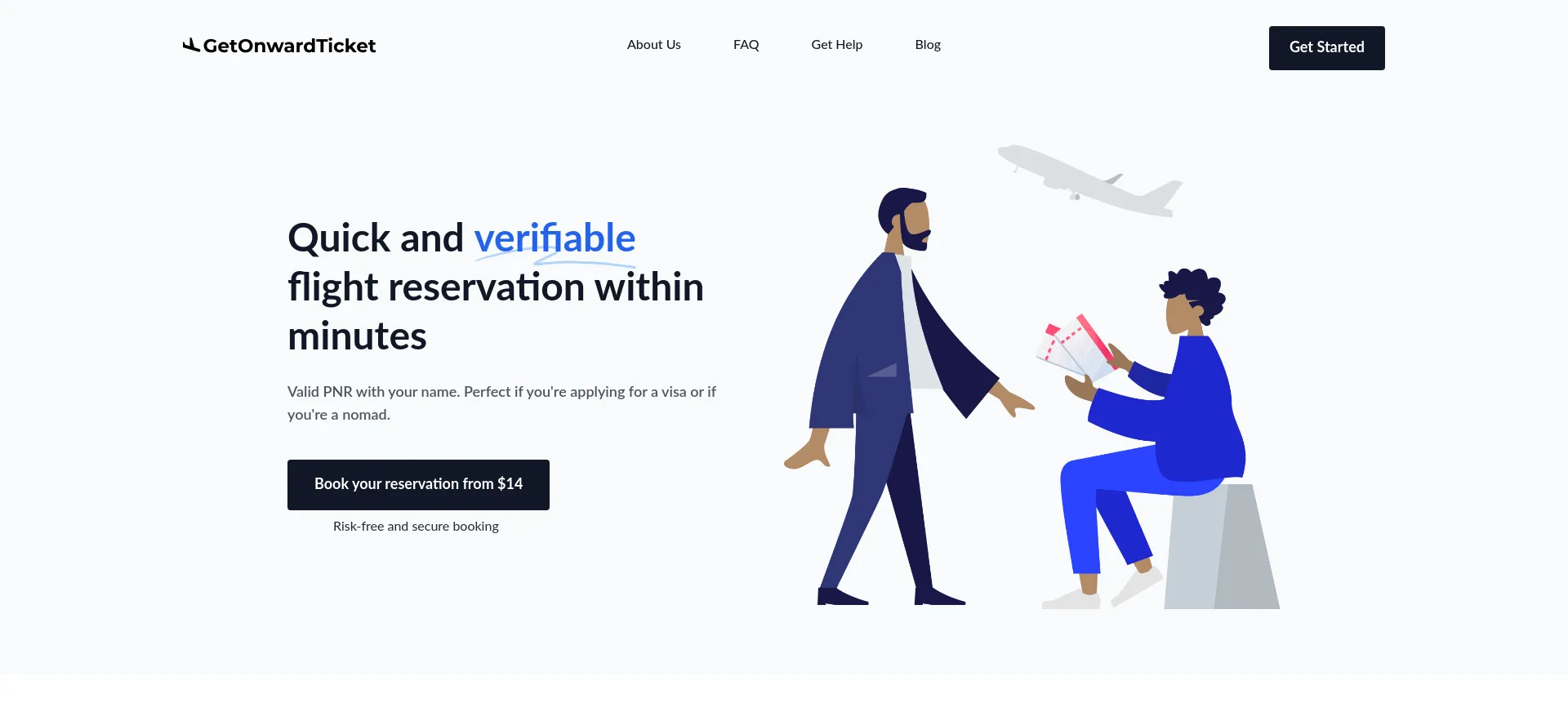 Website screenshot of Getonwardticket.com