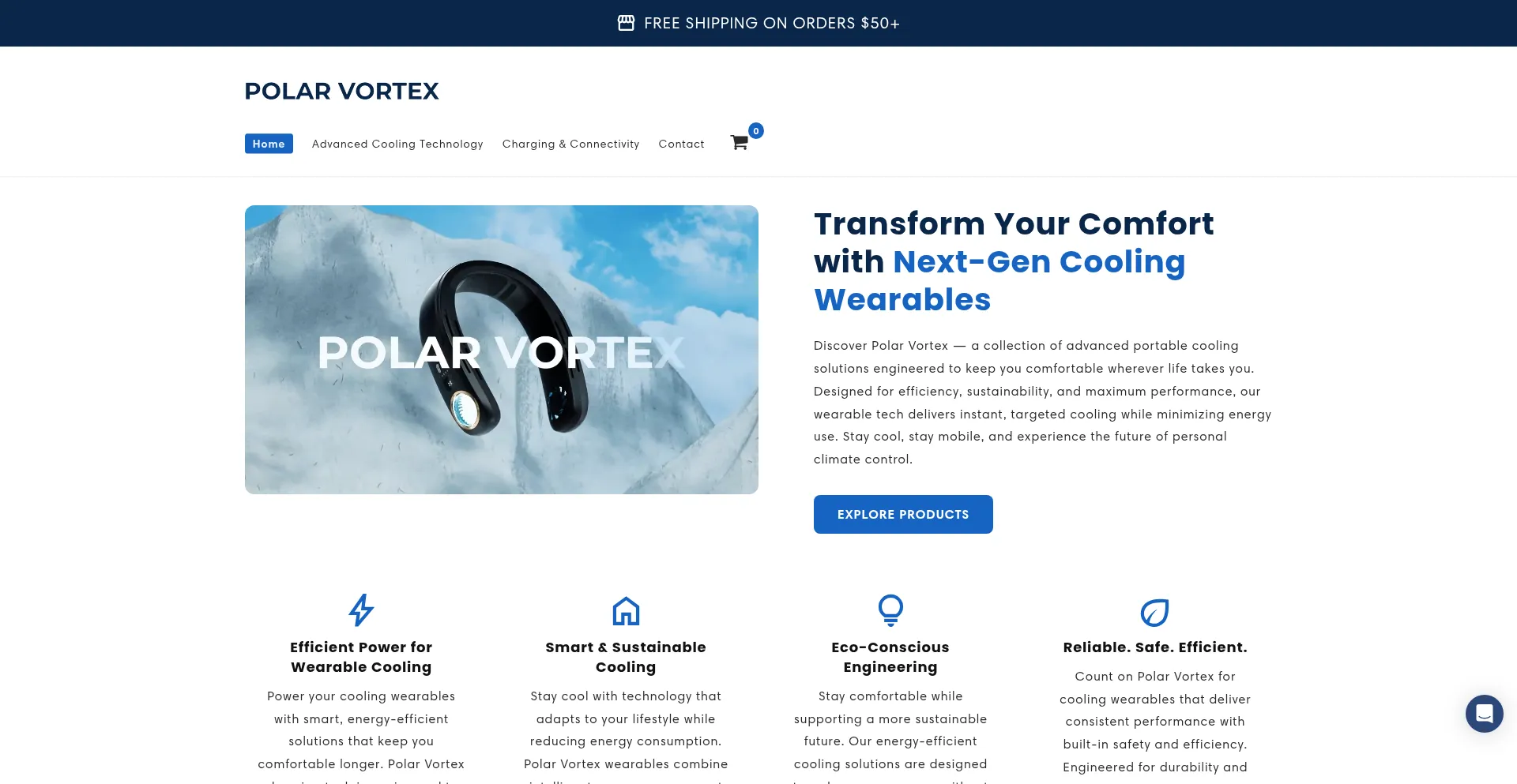 Website screenshot of Getpolarvortex.com
