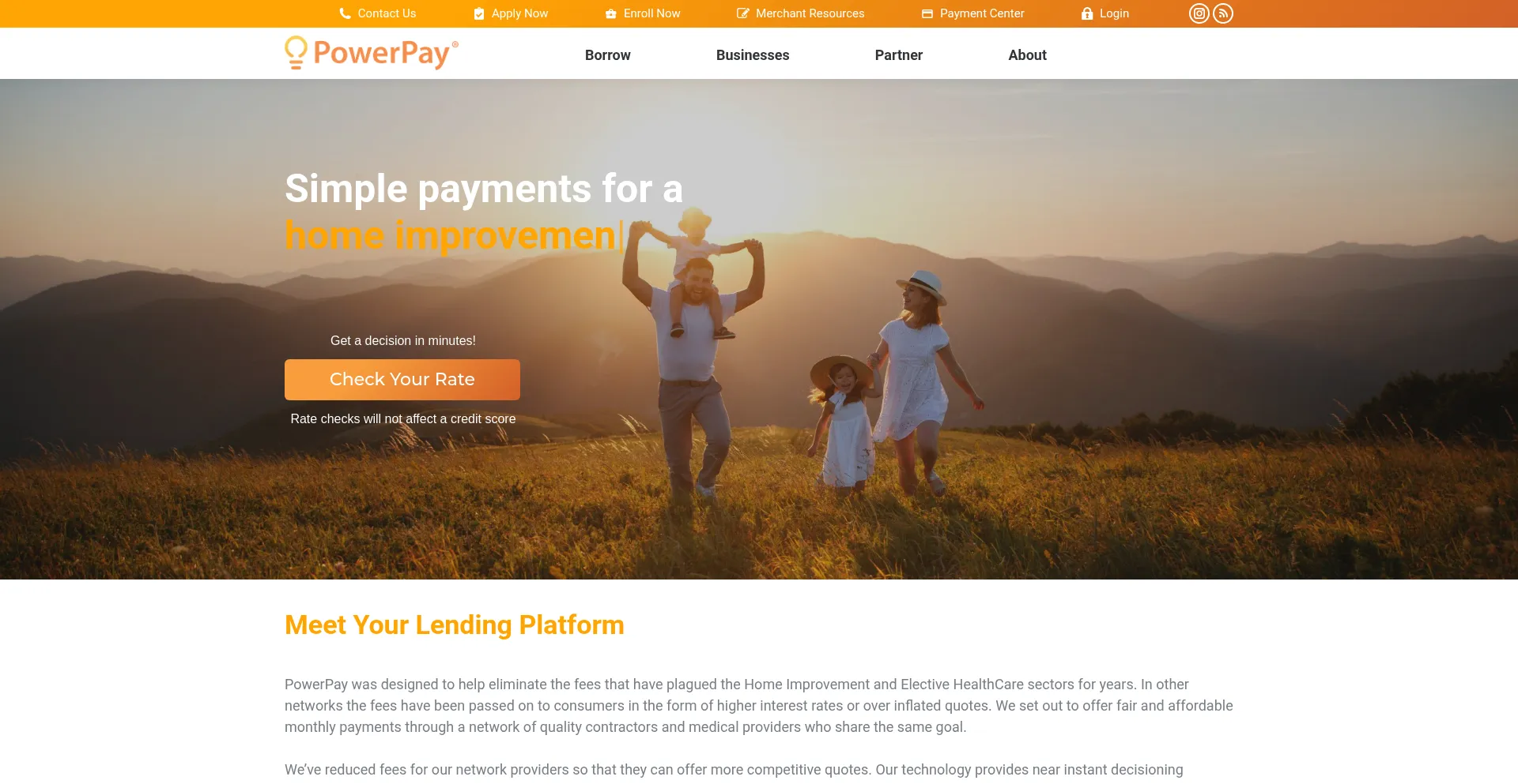 Website screenshot of Getpowerpay.com