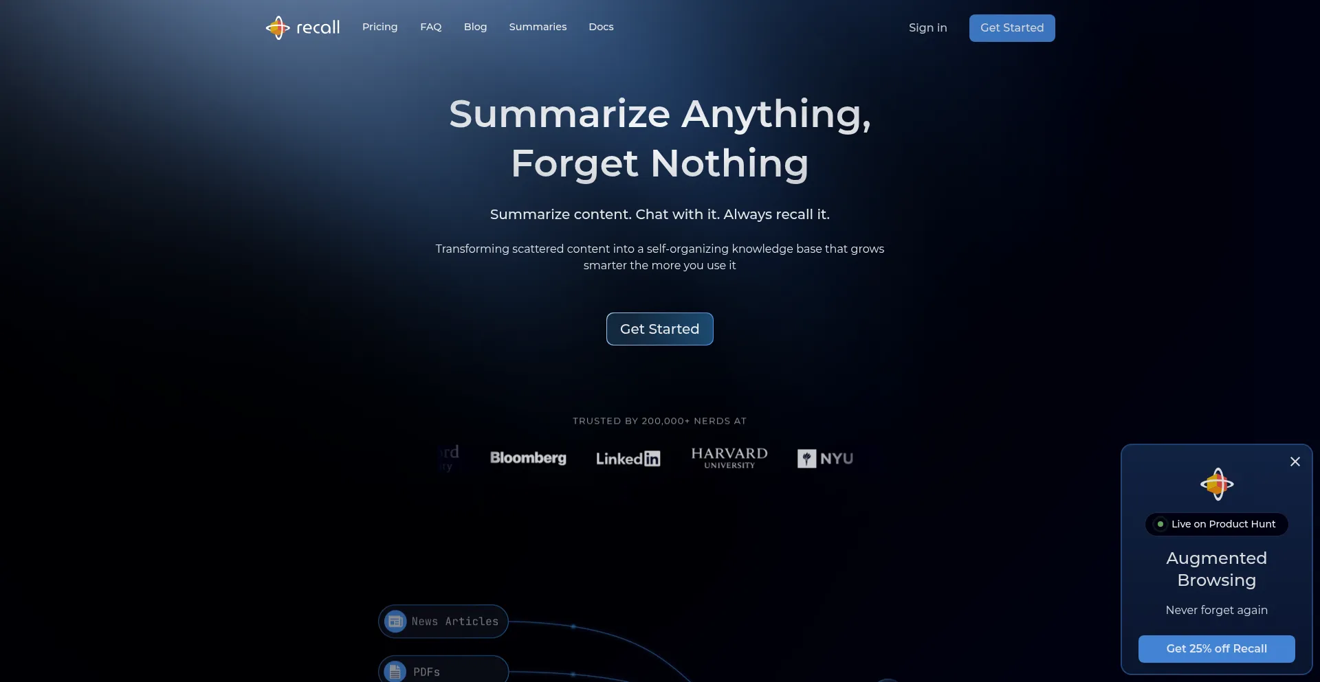 Website screenshot of Getrecall.ai