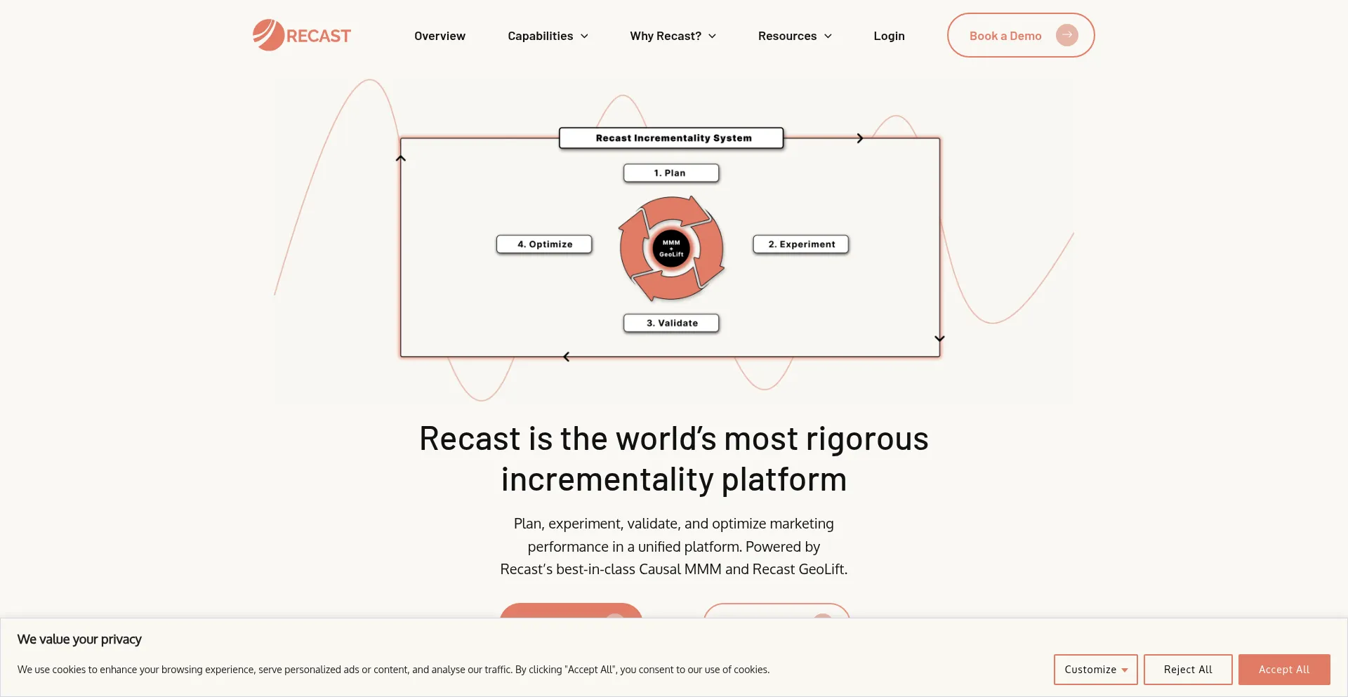 Website screenshot of Getrecast.com