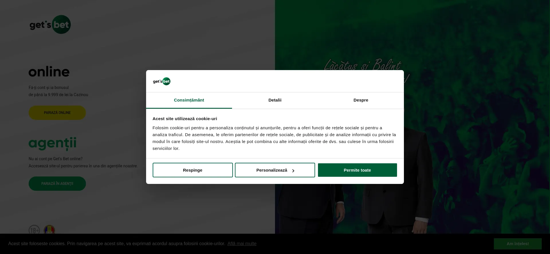 Website screenshot of Getsbet.ro