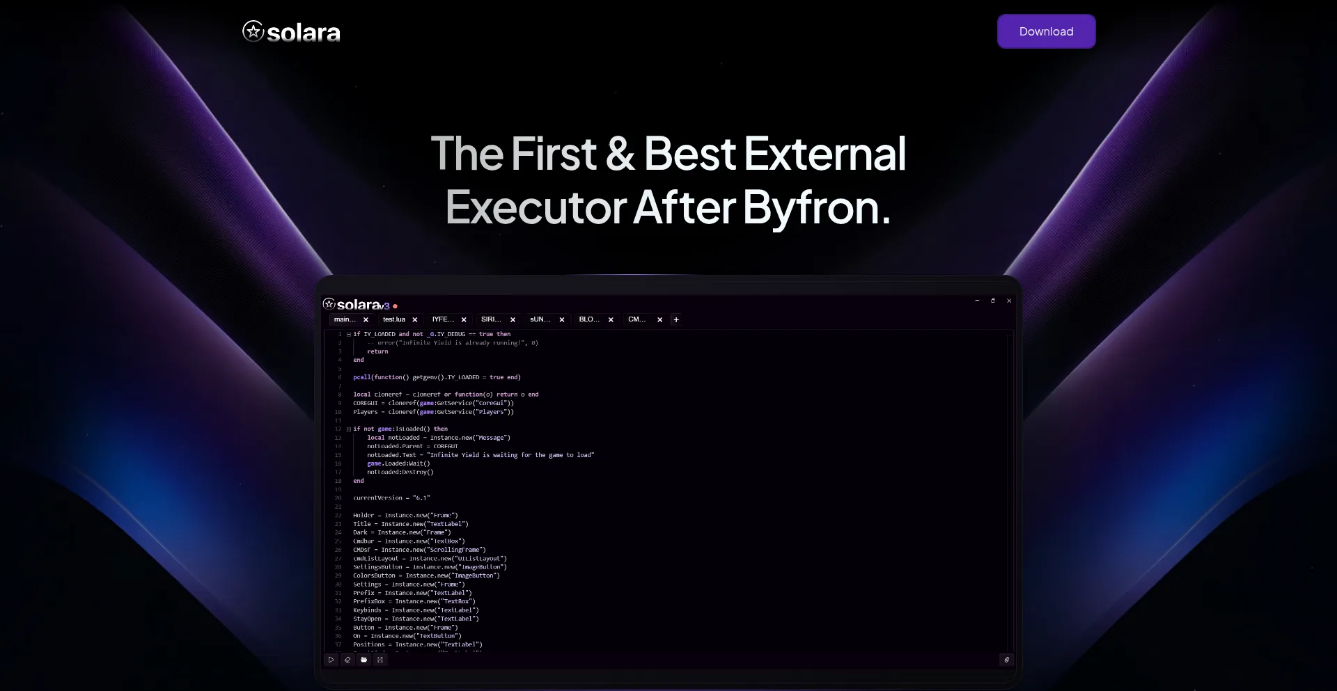 Website screenshot of Getsolara.dev
