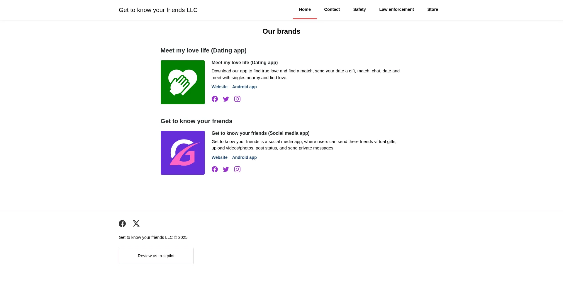 Website screenshot of Gettoknowyourfriendsllc.com