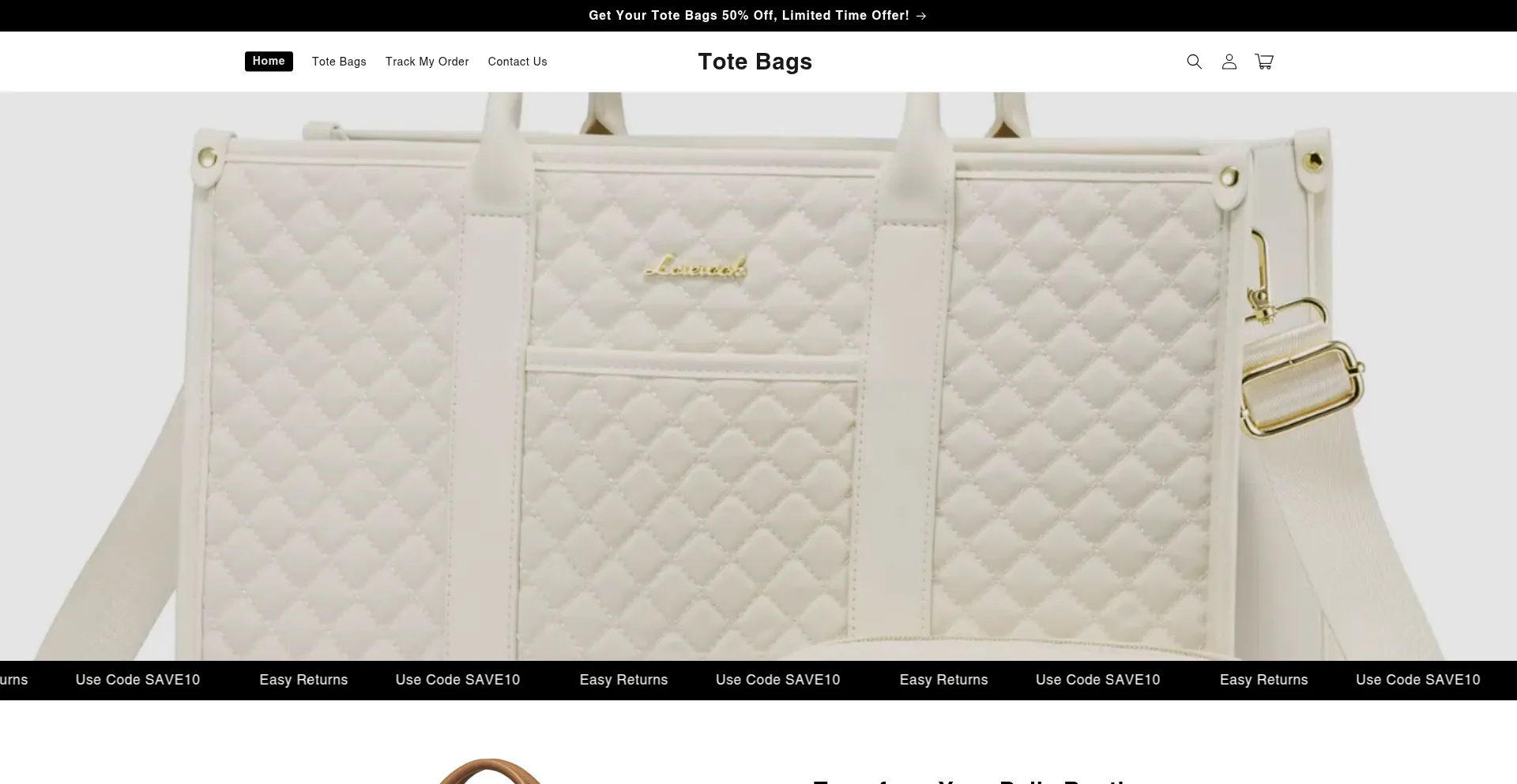 Website screenshot of Gettotebag.com