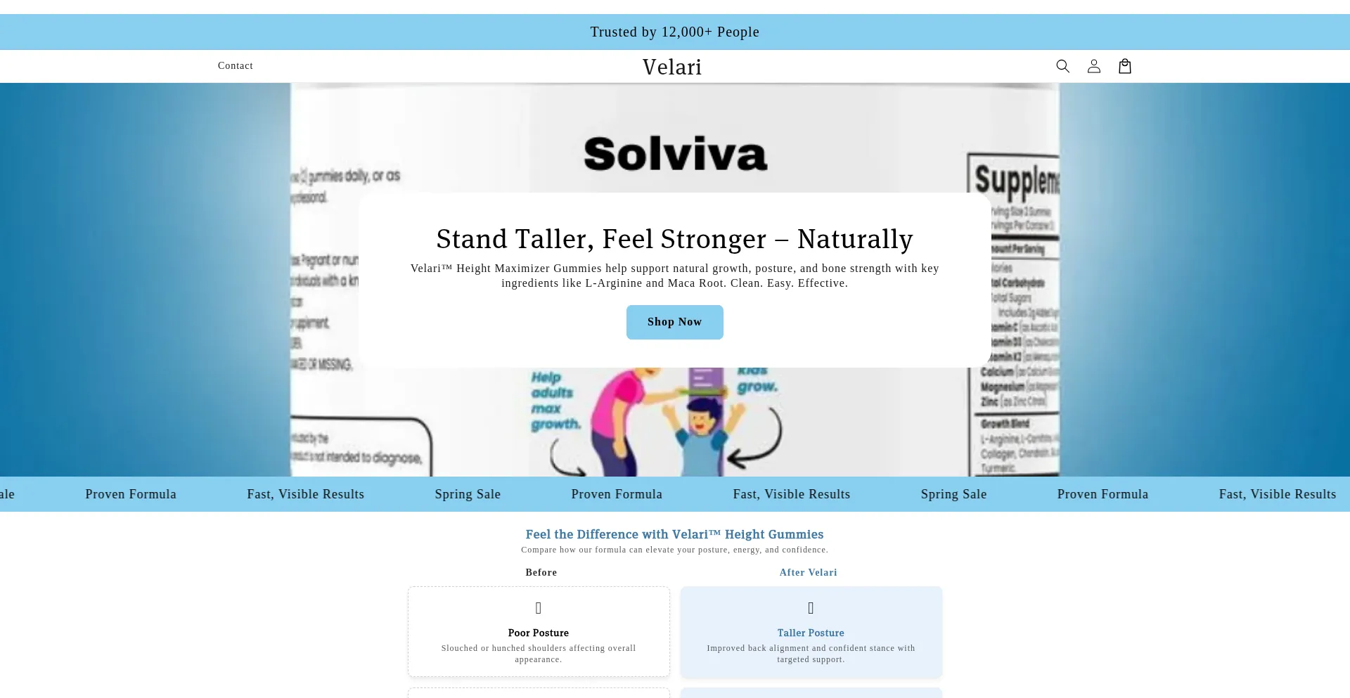 Website screenshot of Getvelari.com