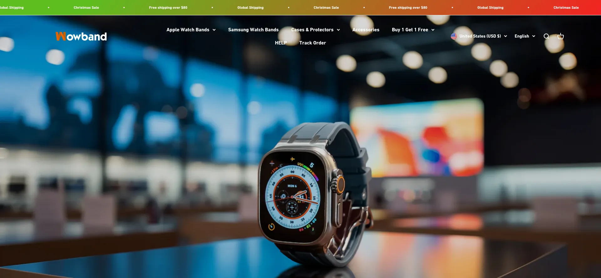 Website screenshot of Getwowband.com