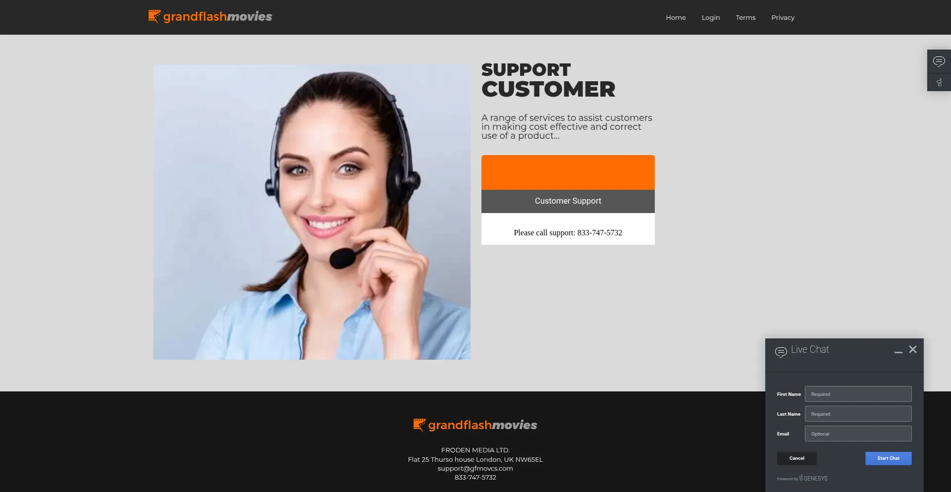 Website screenshot of Gfmovcs.com