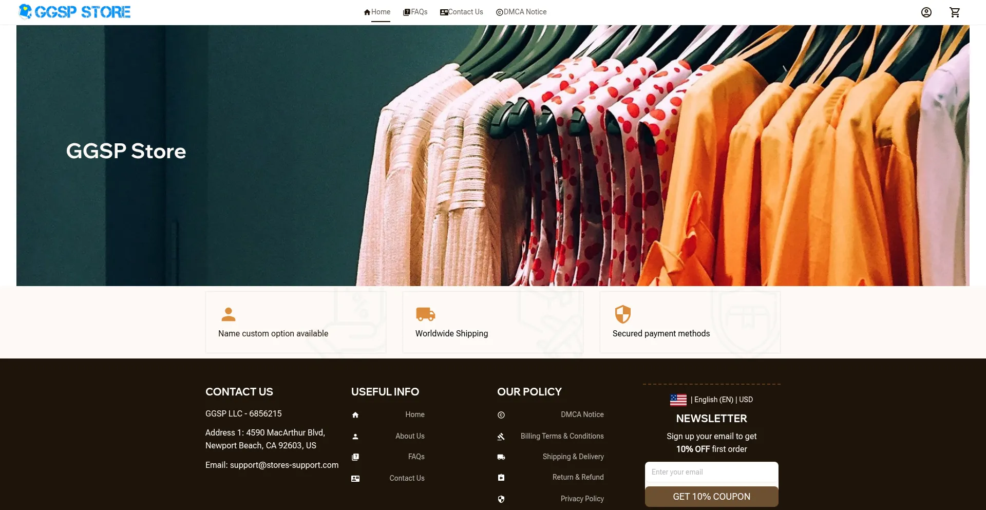 Website screenshot of Ggspstore.com
