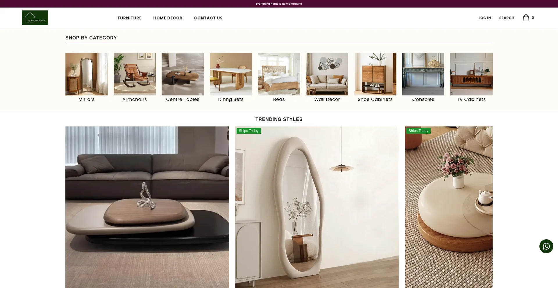 Website screenshot of Gharaana.in