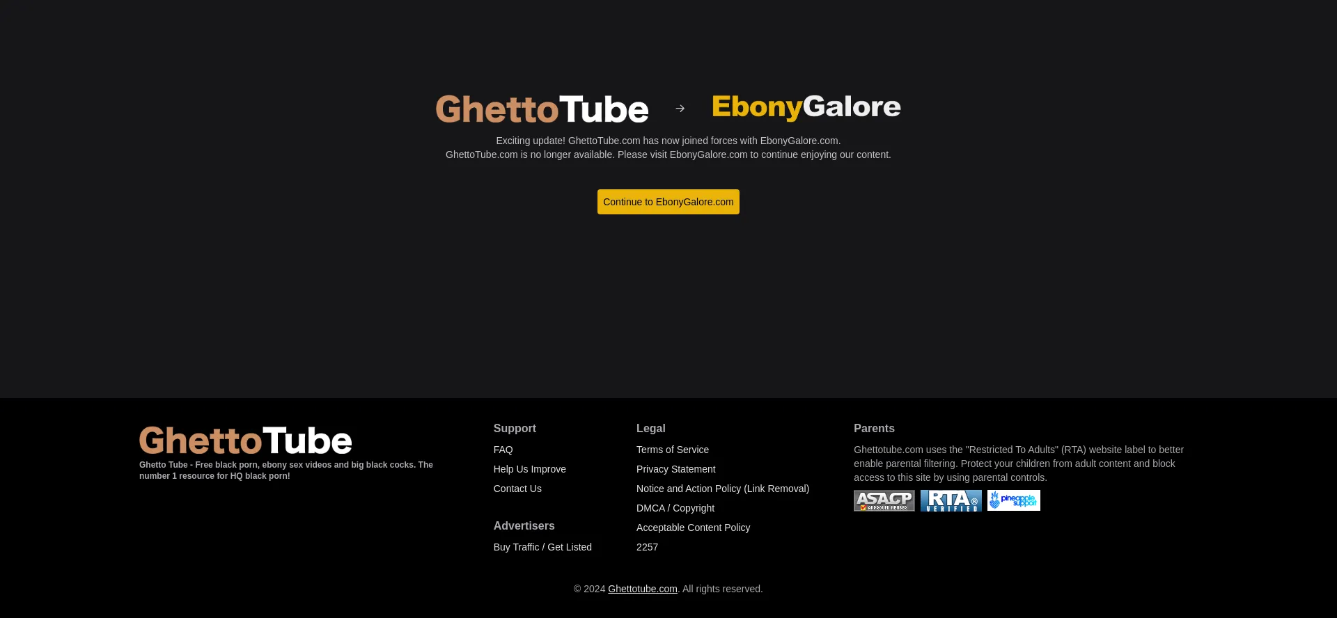 Website screenshot of Ghettotube.com
