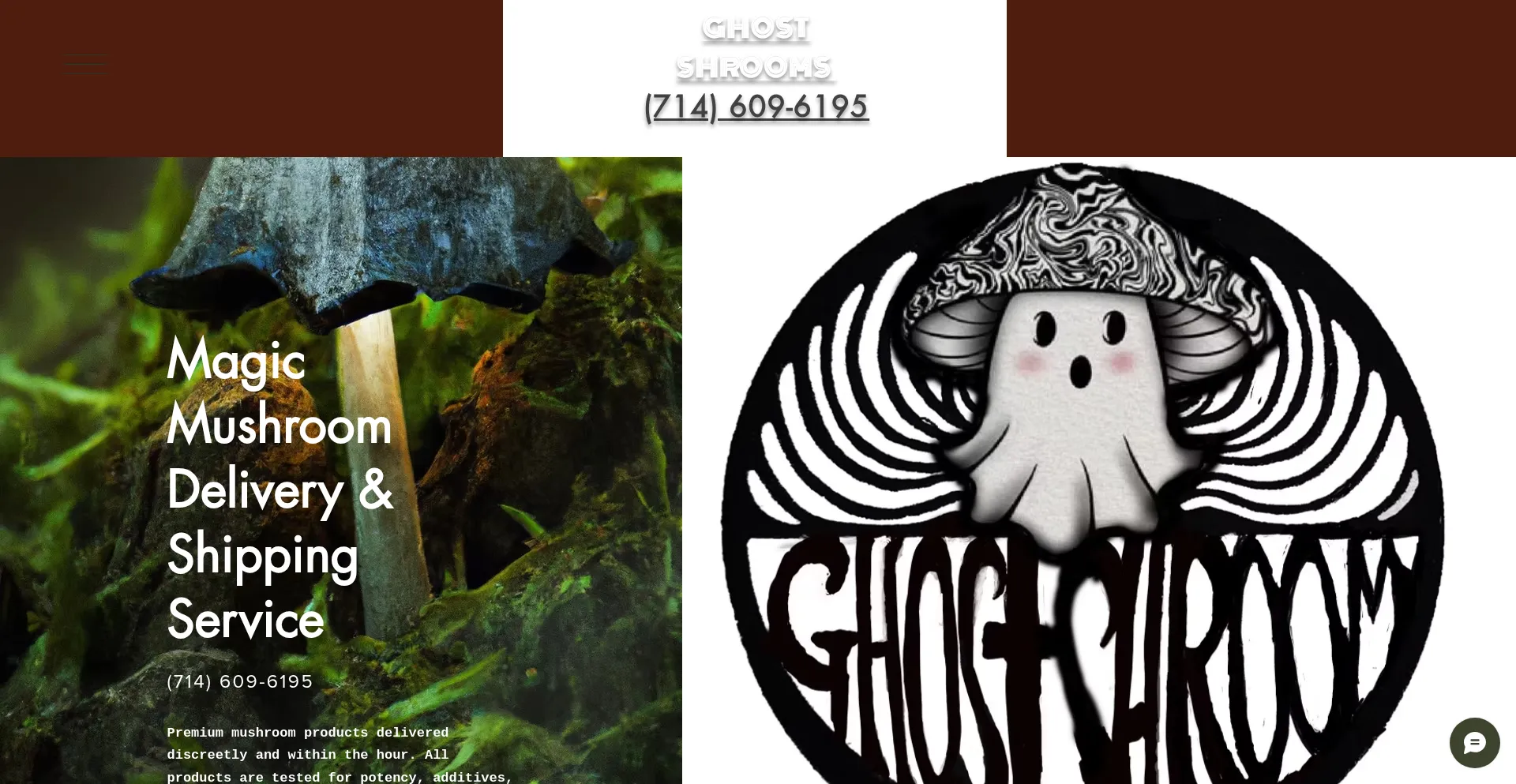 Website screenshot of Ghostshrooms.com